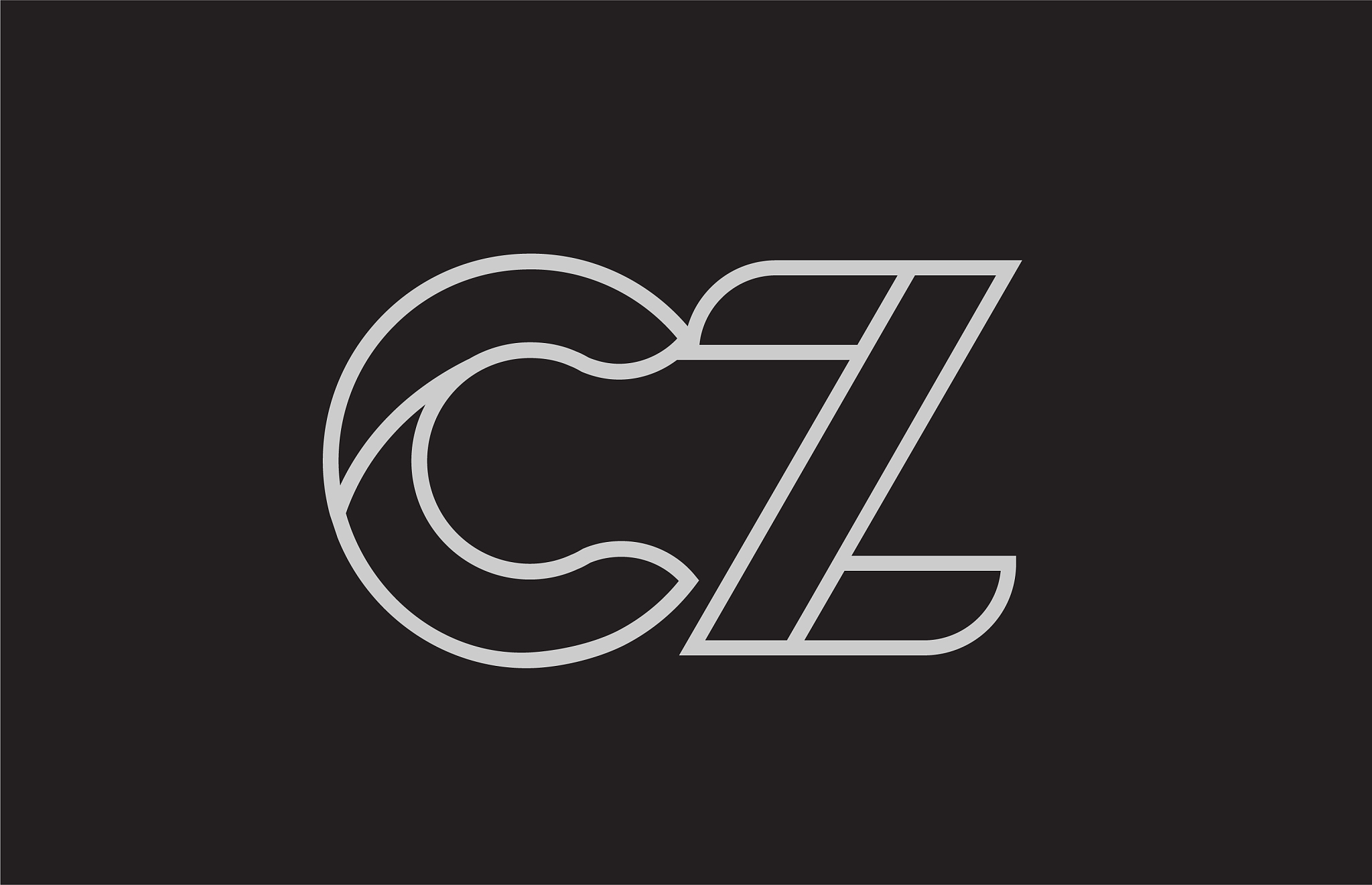 black and white alphabet letter cz c z logo