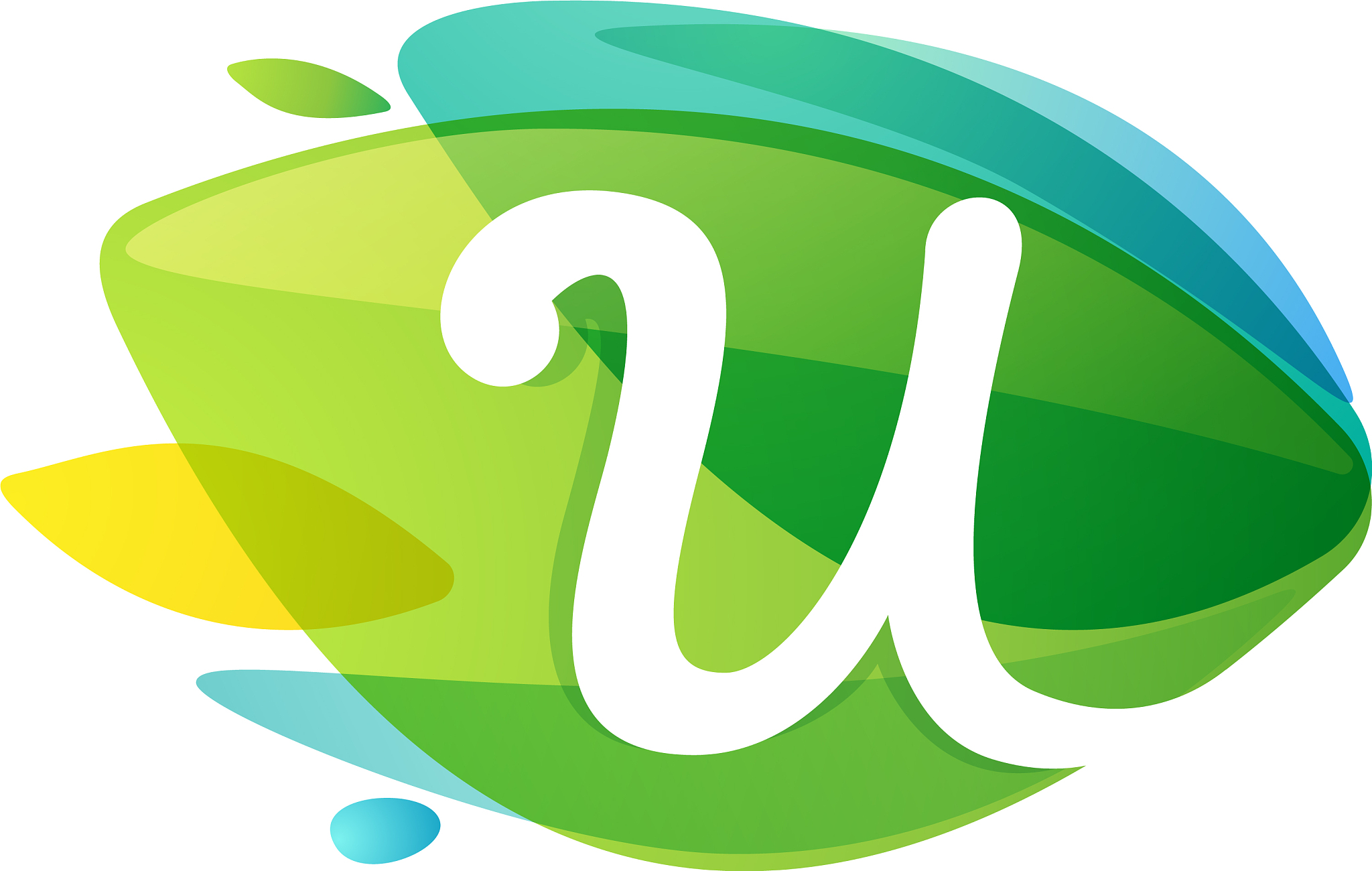 letter u logo in dynamic leaves intersection shape