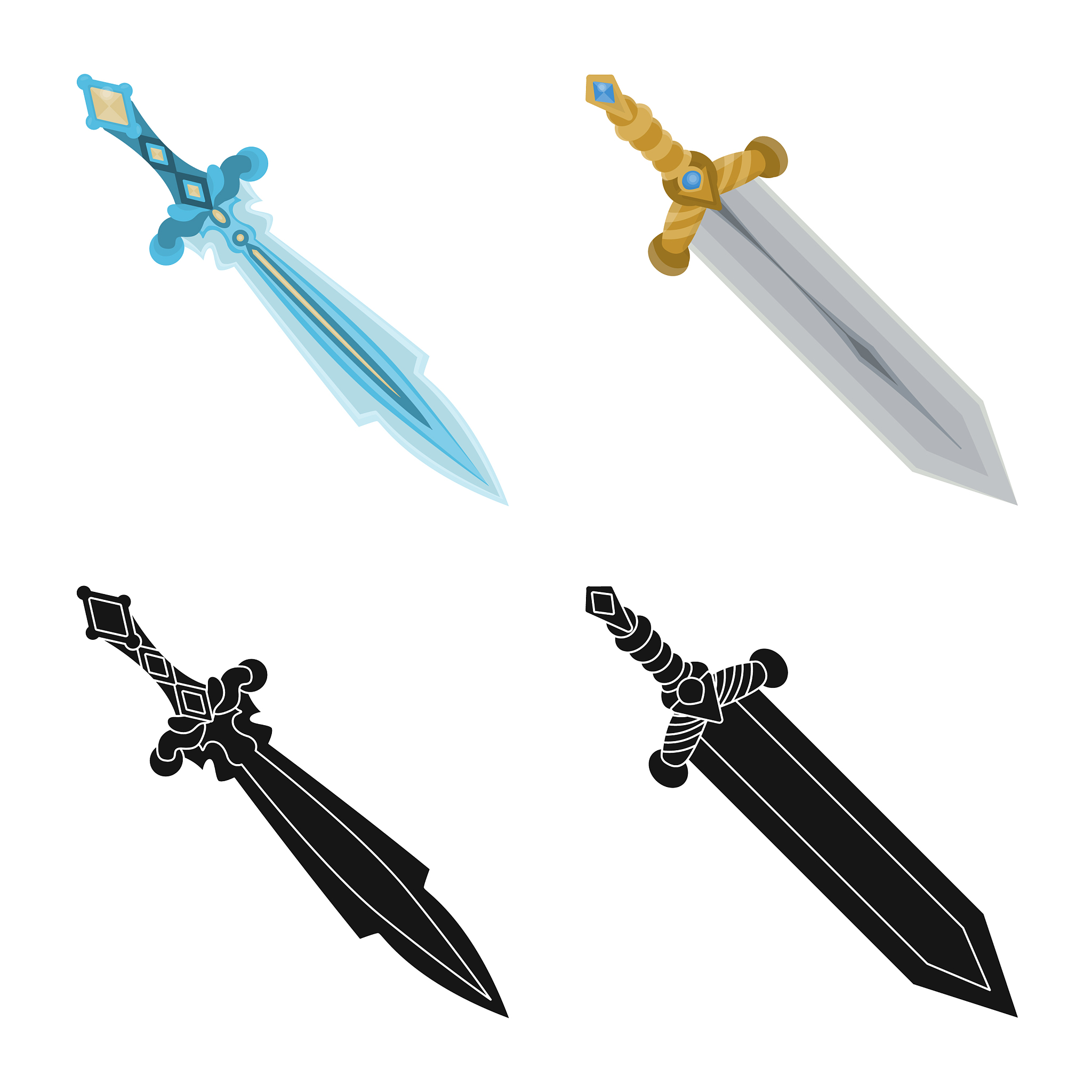 isolated object game and armor symbol set of