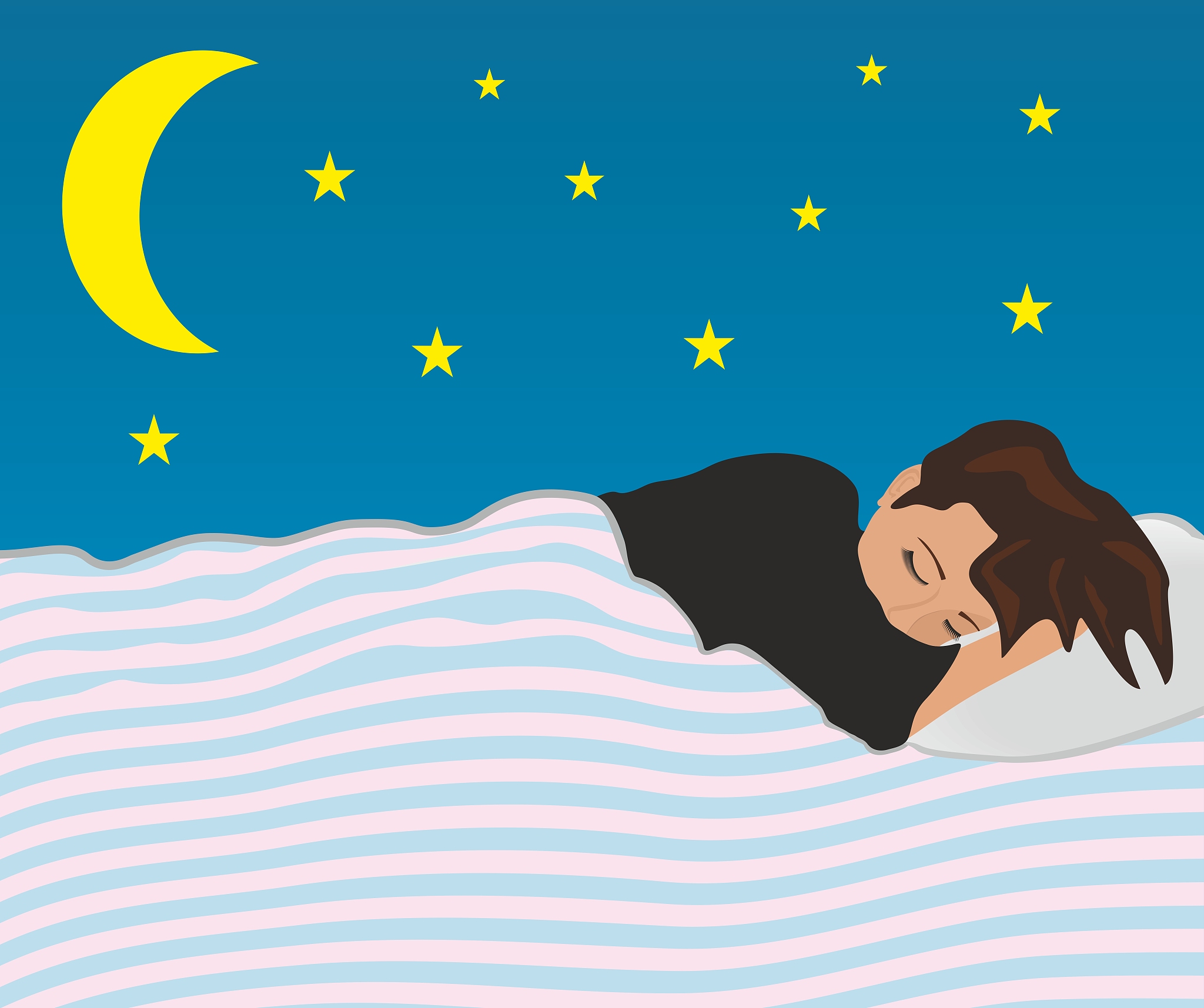 vector illustration. god sleep, gender neutral person sleeping.