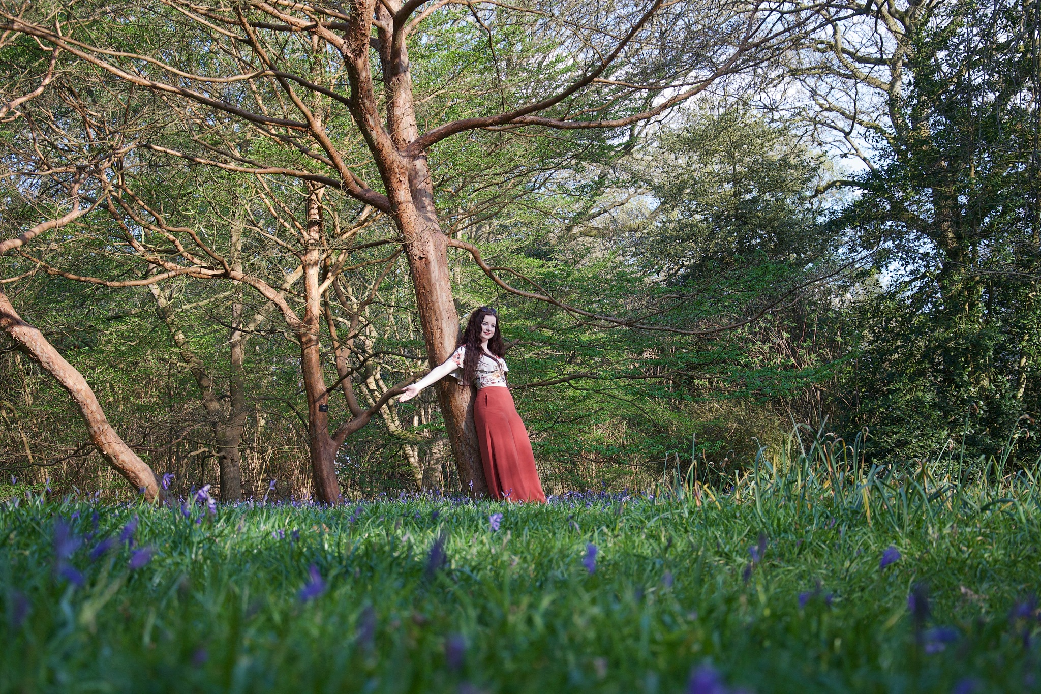 fashionable young lady in english woodland