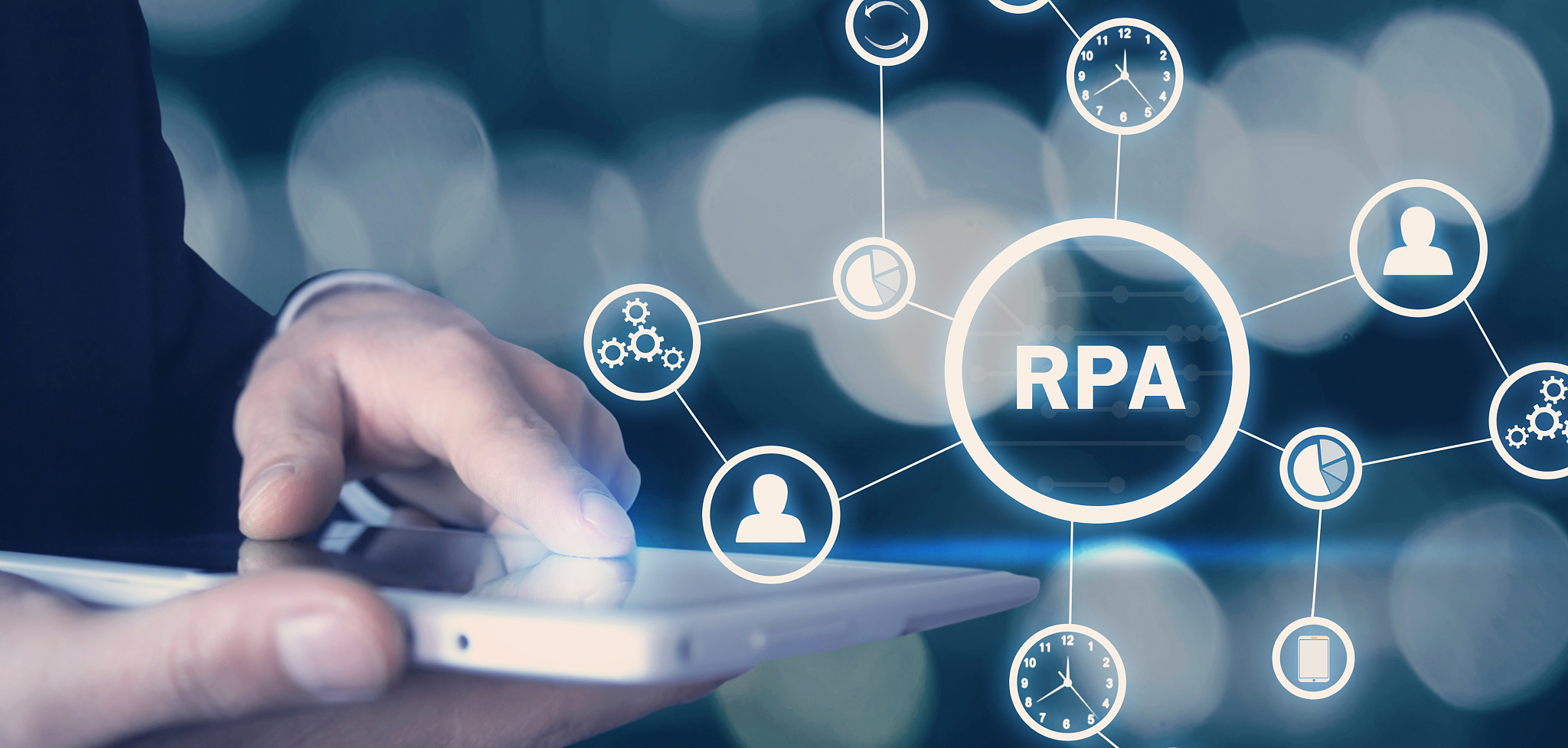 rpa-robotic process automation. technology concept