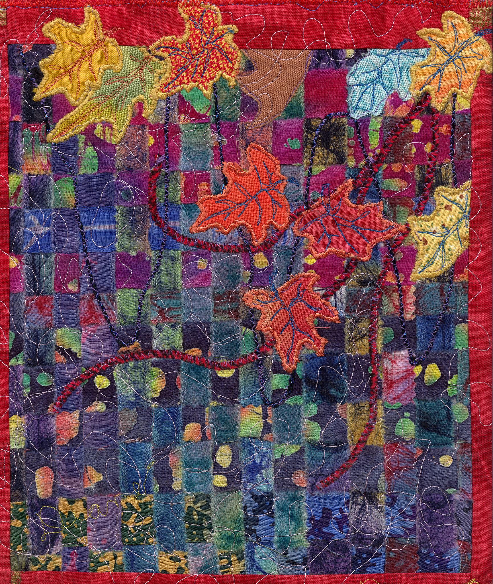 portrait of autumn leaf quilt