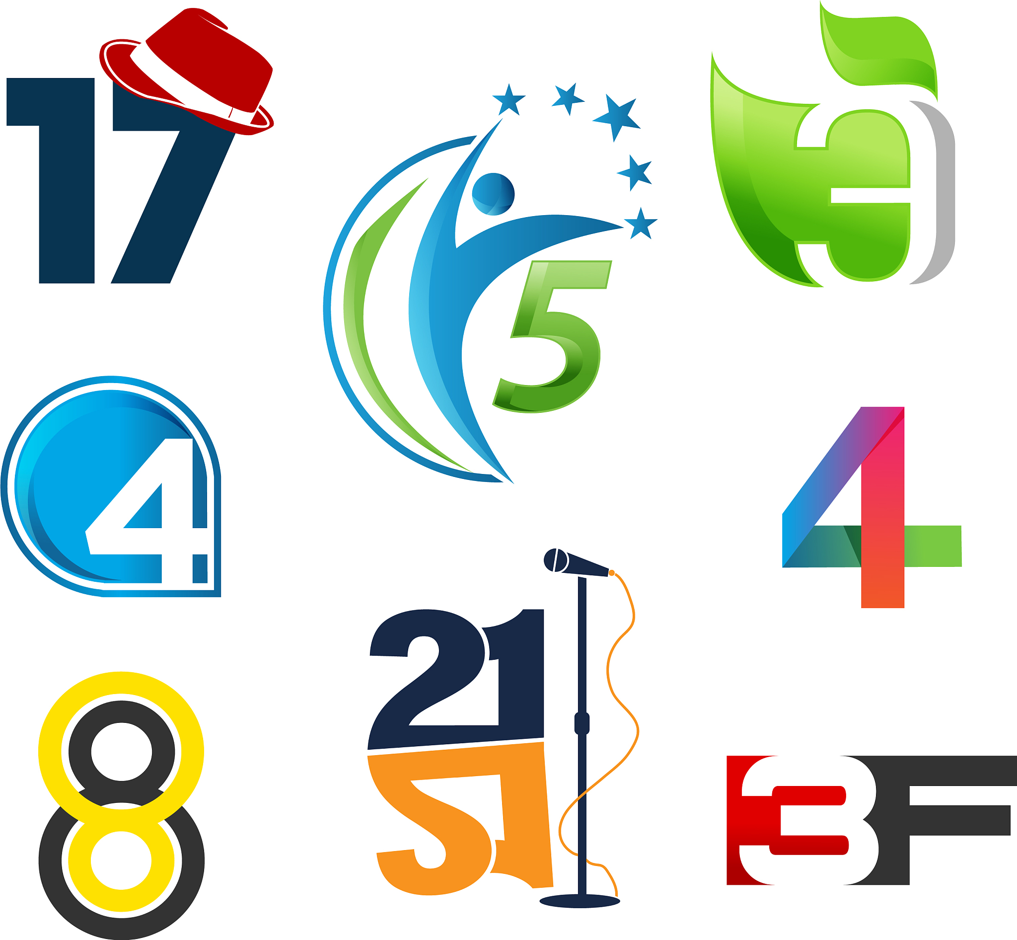 number logo collection modern dynamic flat design