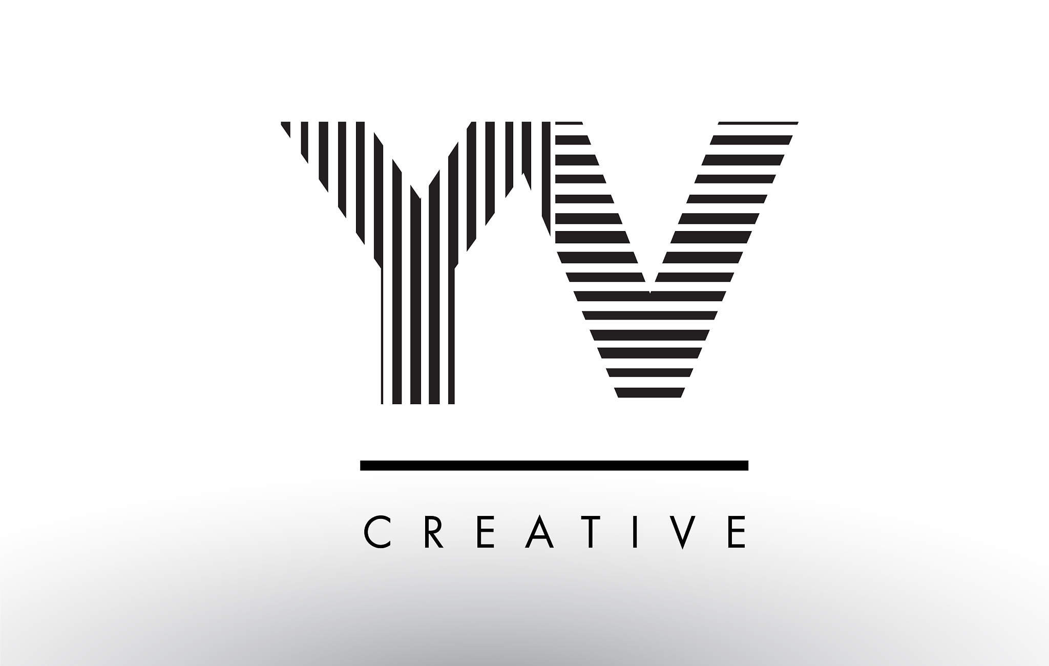 yv y v black and white lines letter logo design