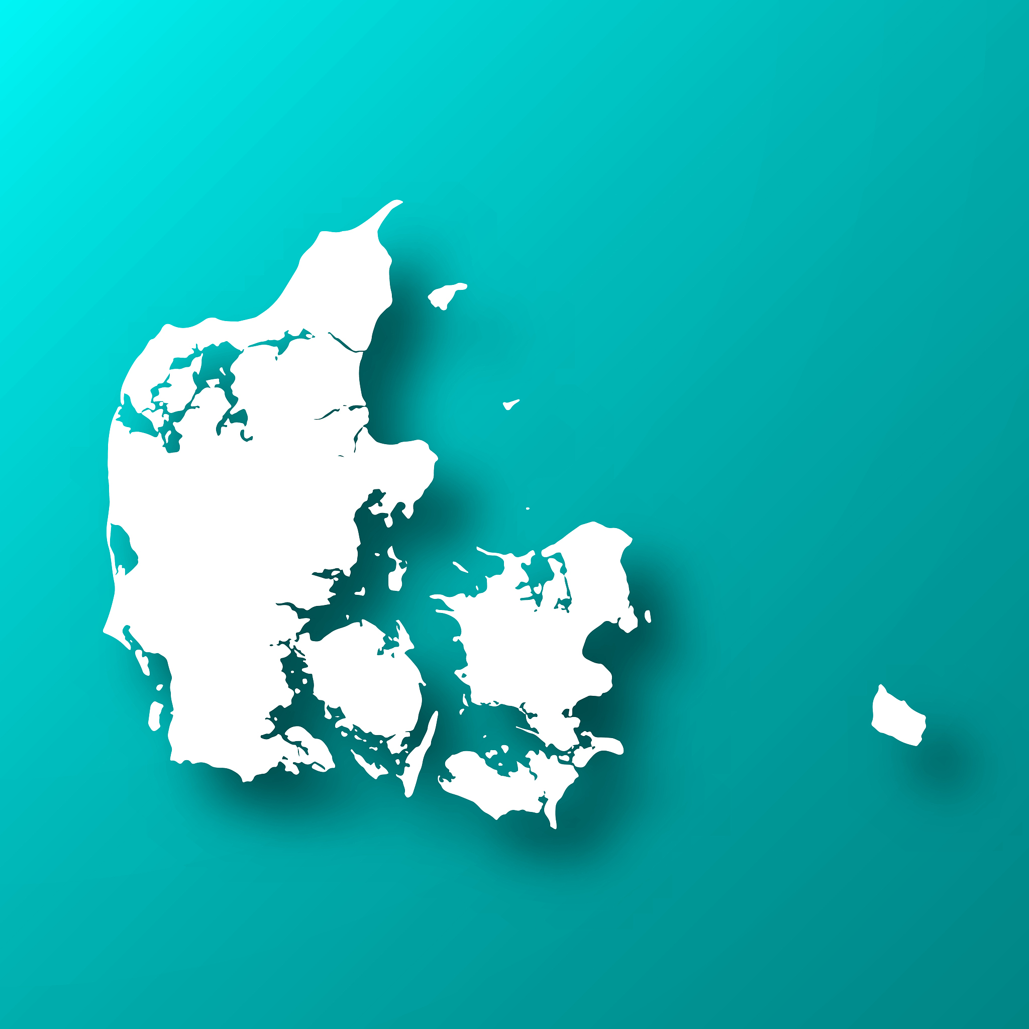 denmark map on blue green background with shadow