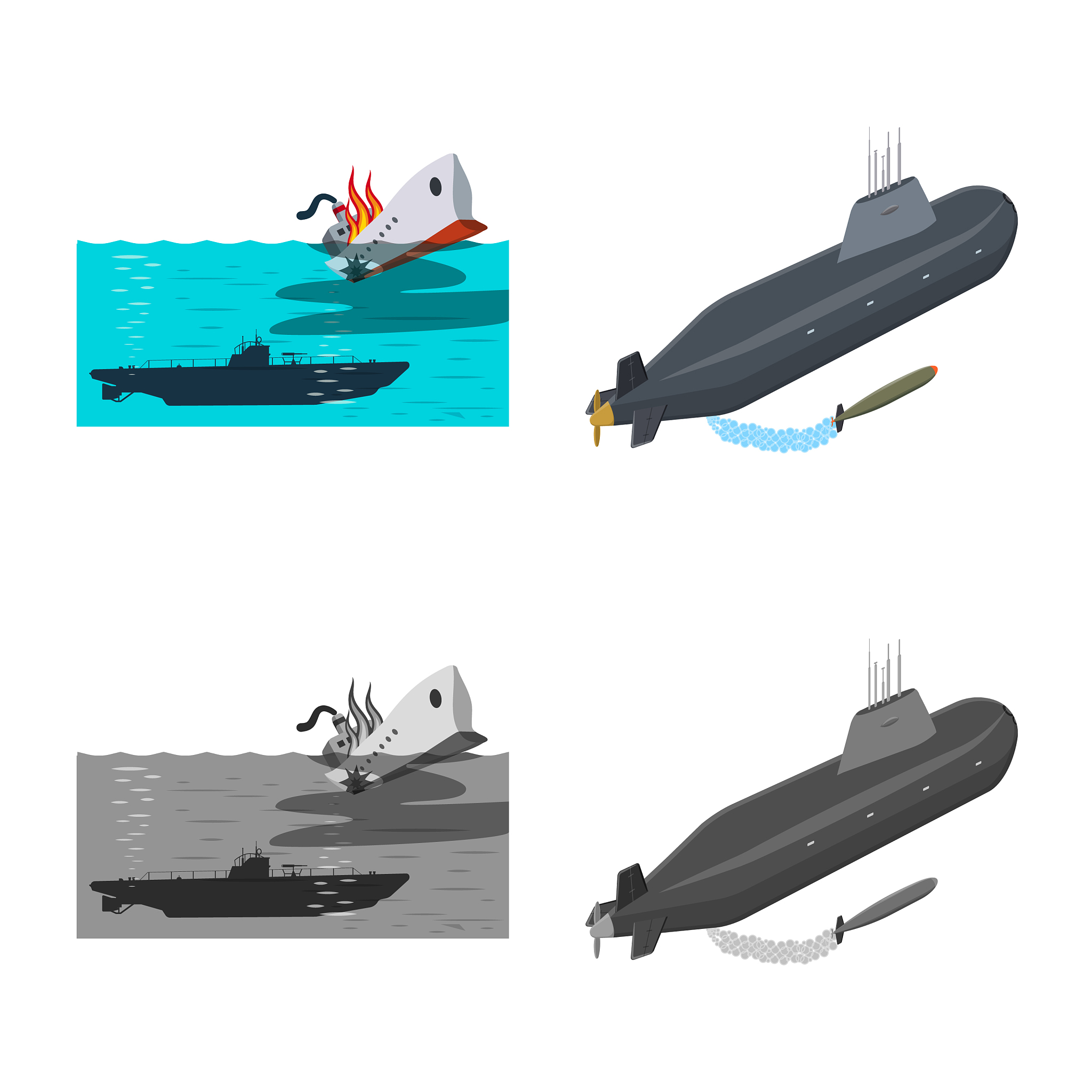 design war and ship icon set war and