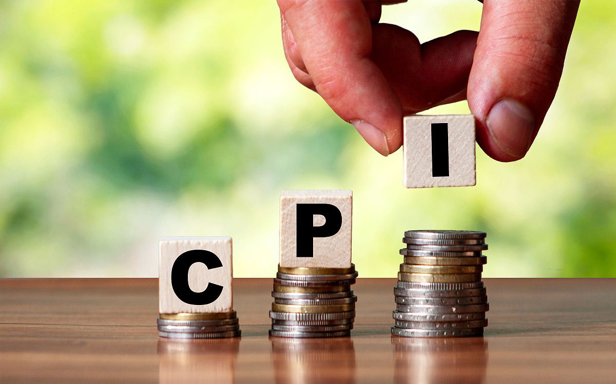 cpi -客户价格指数字符号-企业概念.手把木块叠在上面增加硬币