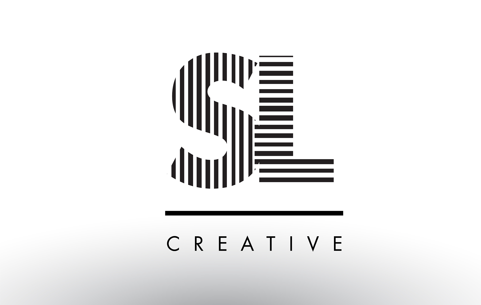 sl s l black and white lines letter logo design
