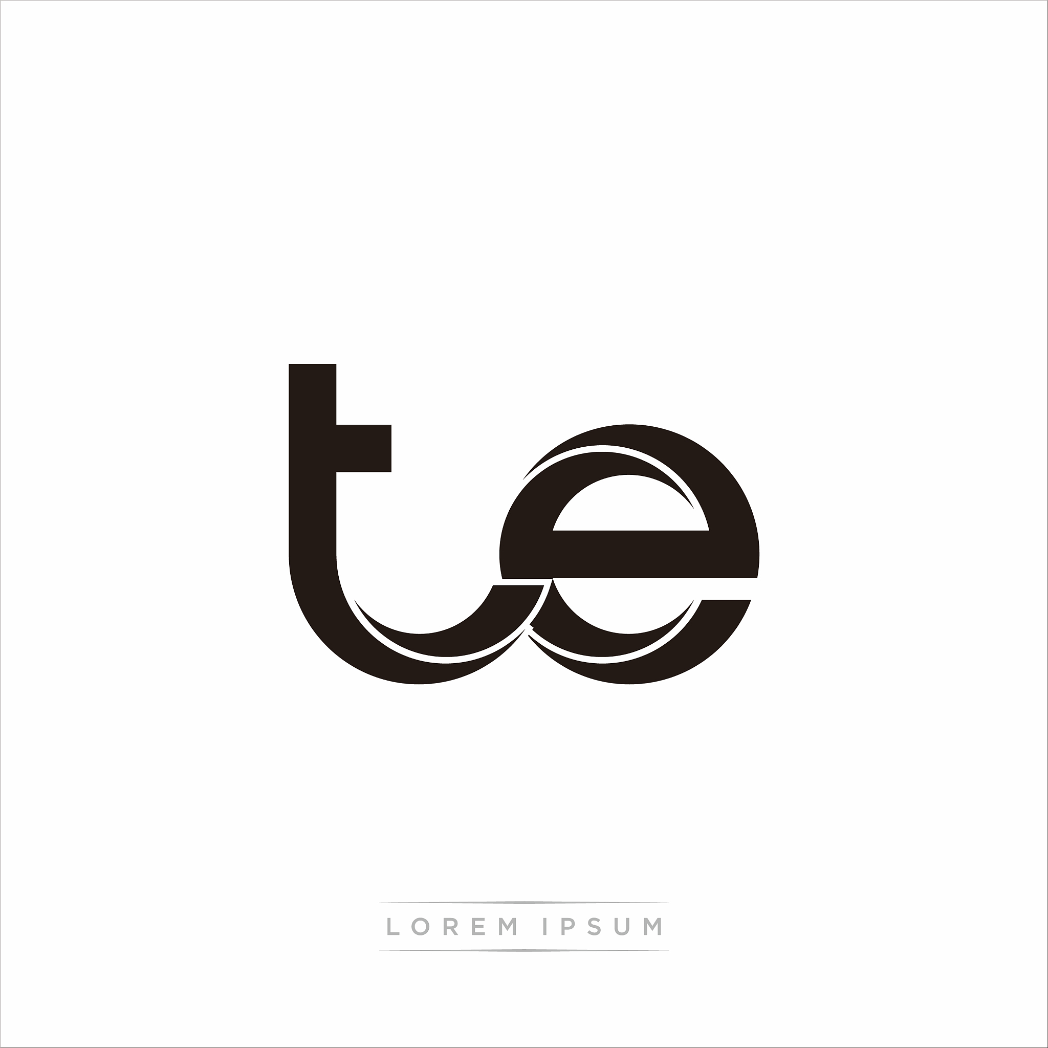 te initial letter split lowercase modern monogram