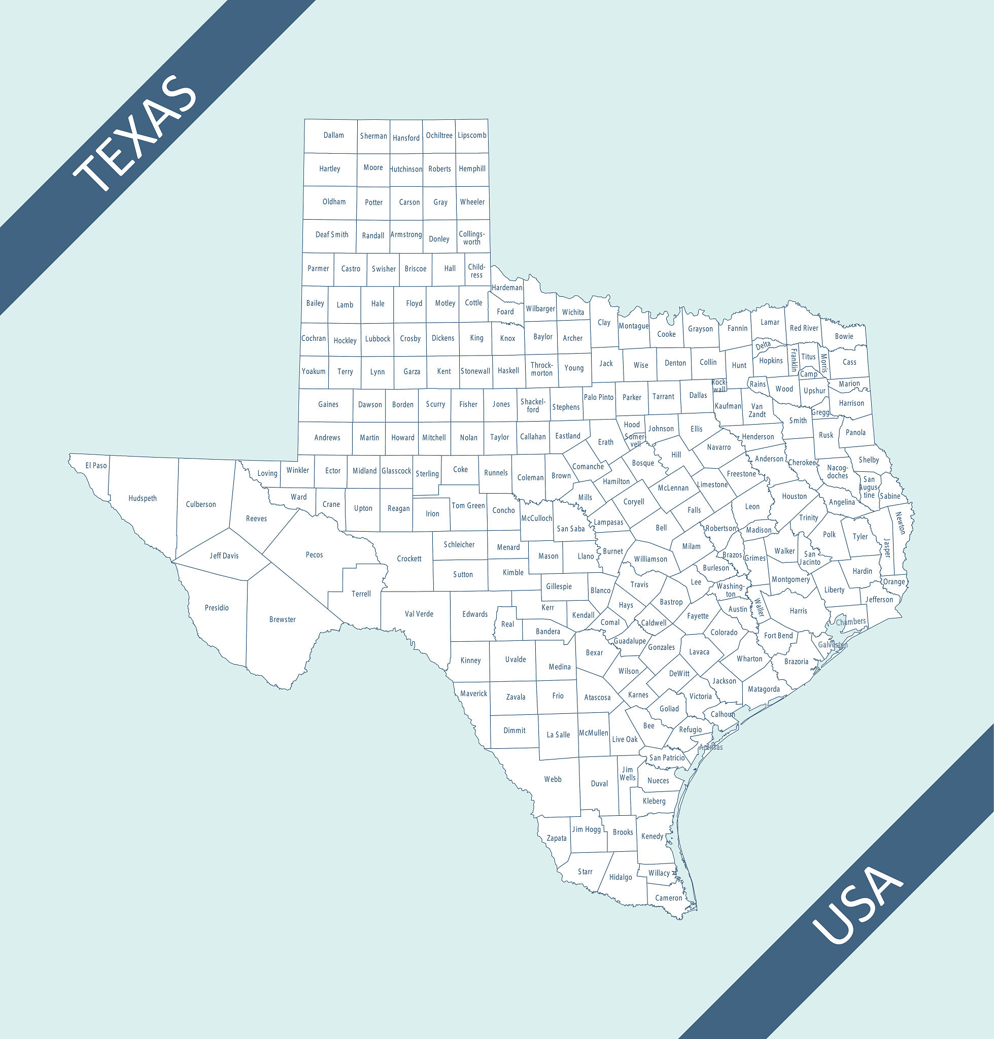 county map of texas