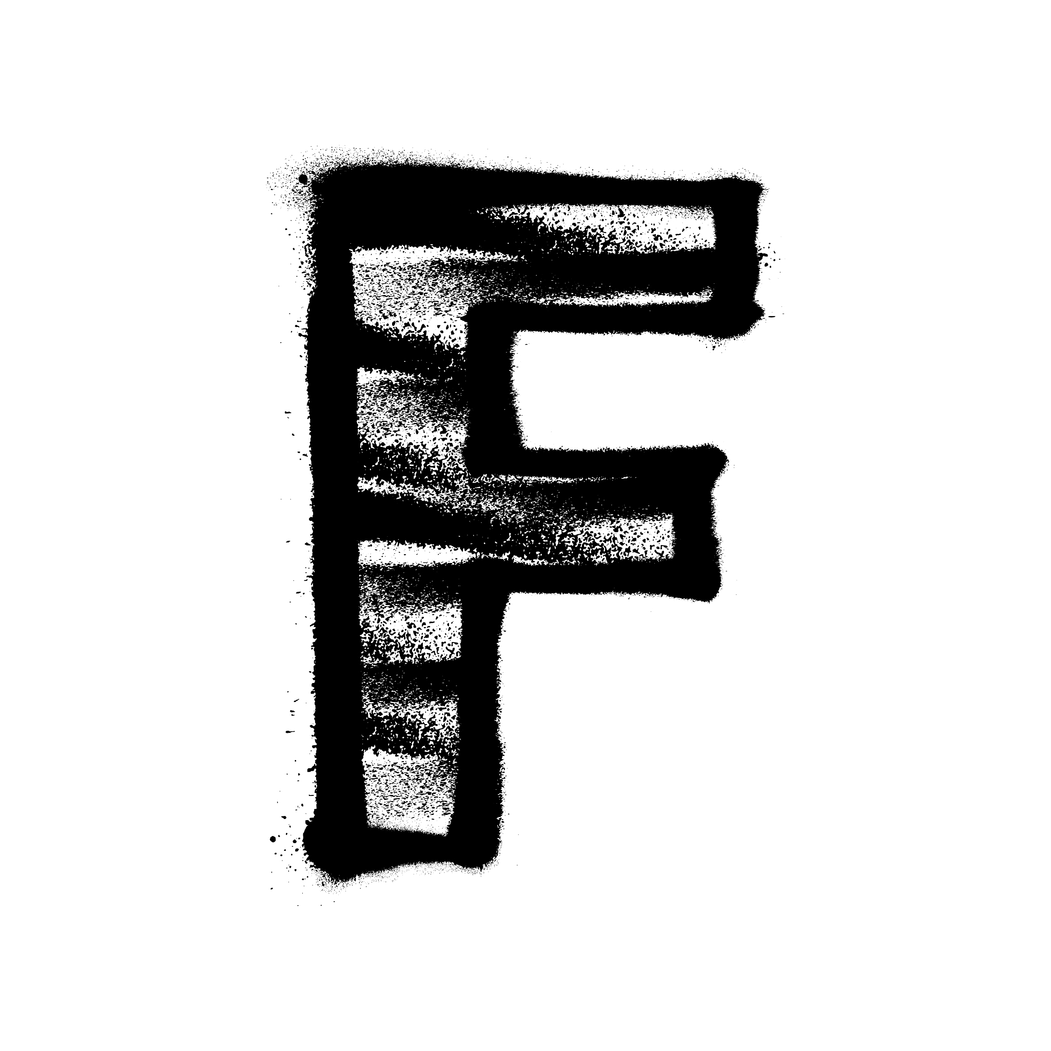 letter f graffiti alphabet with spray lines and