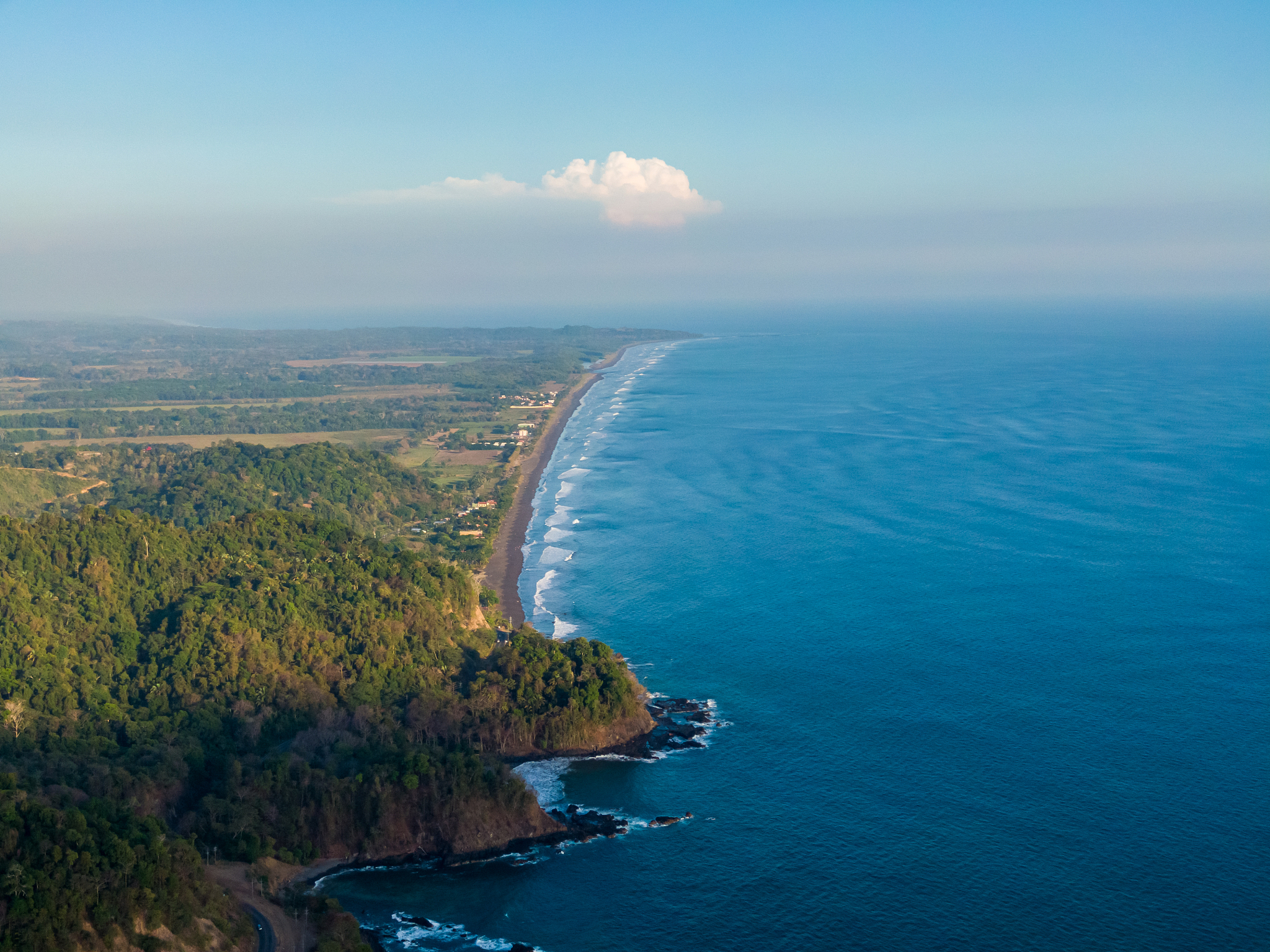 beautiful aerial view of the beach town of jaco in costa rica