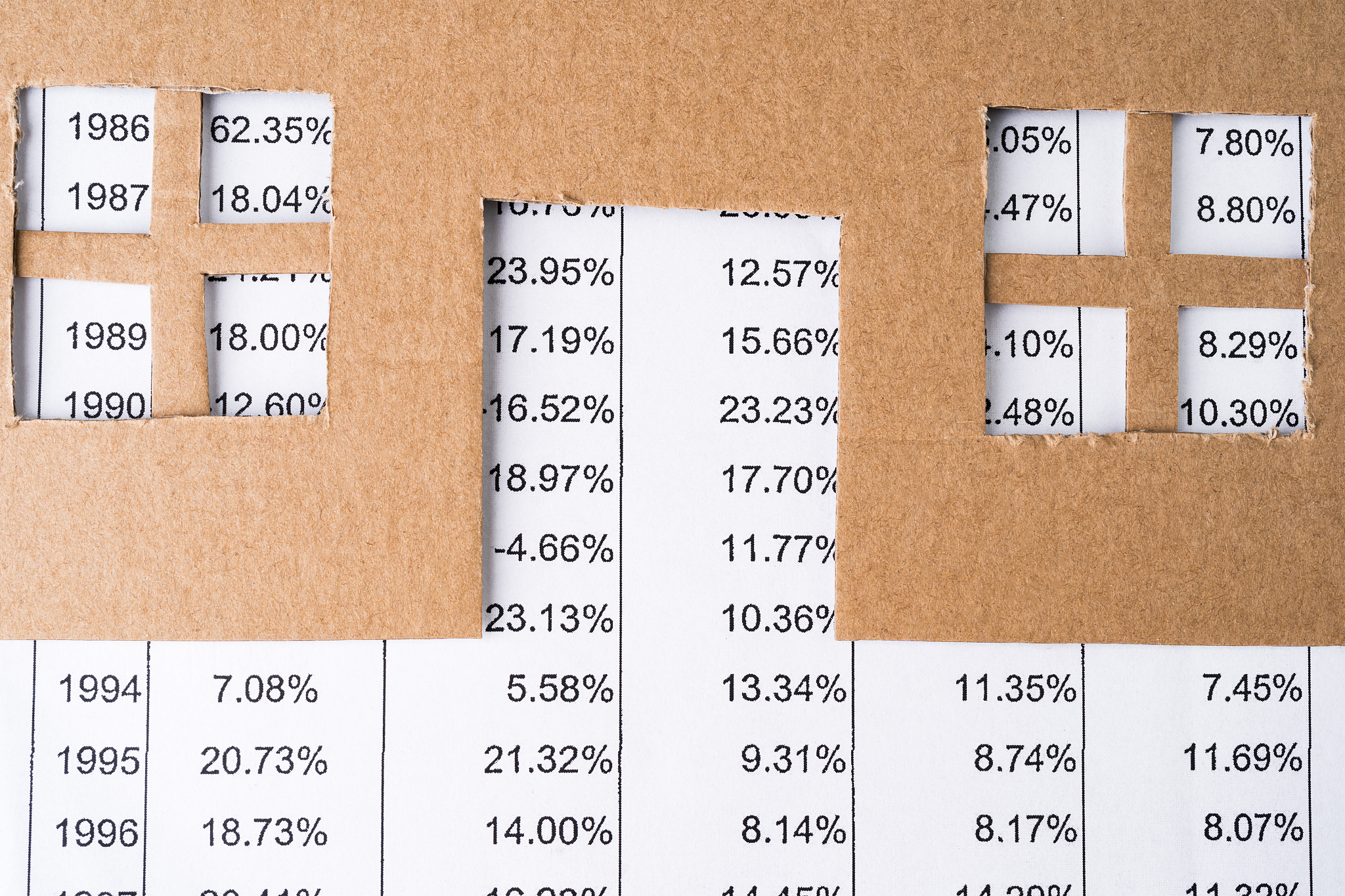 part of a home or house shape on financial records.