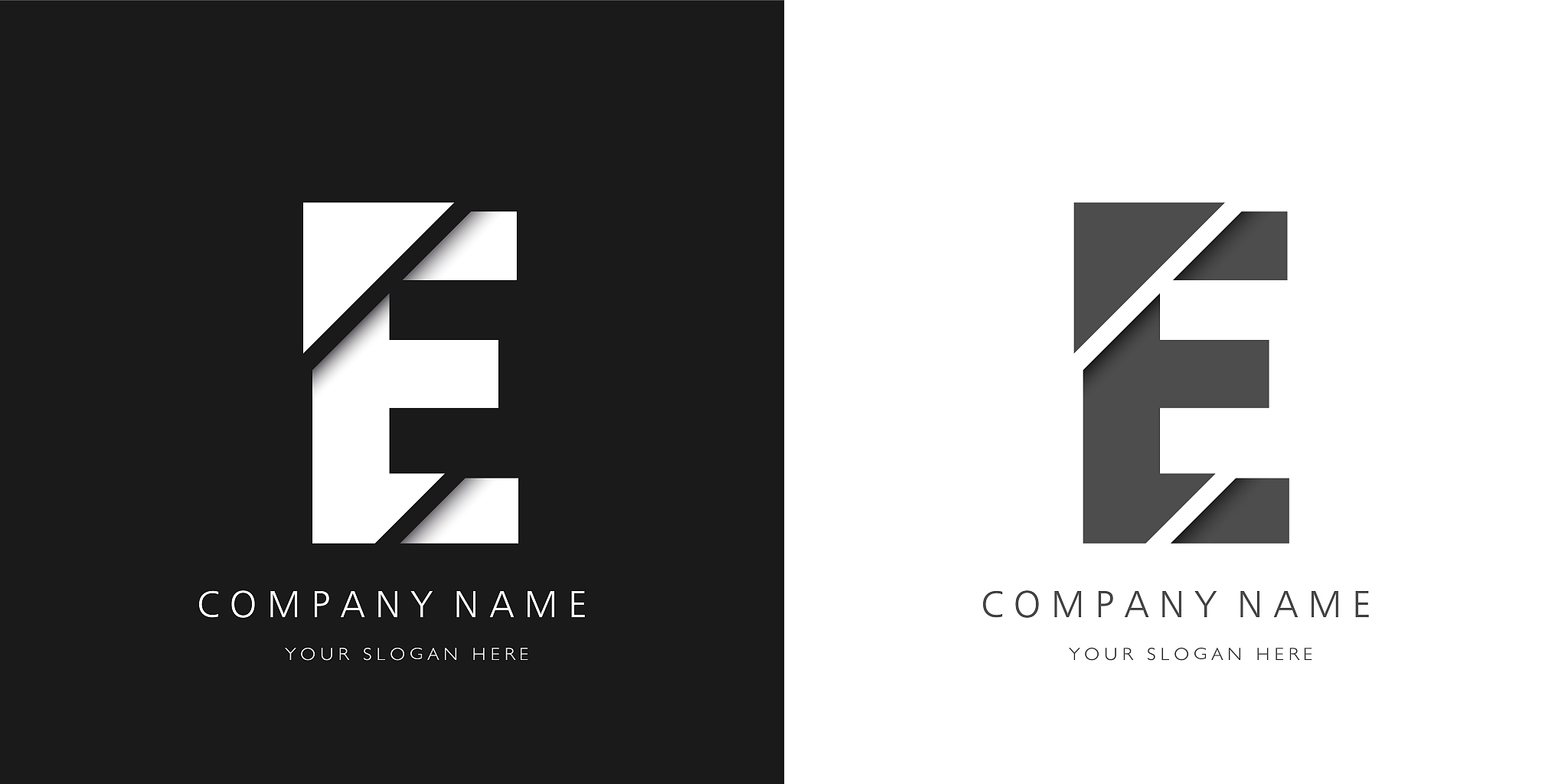 e letter modern logo broken design