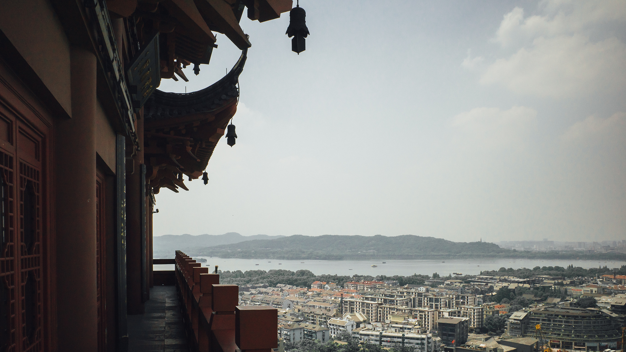 view from top of wu hill (wushan), hangzhou, china