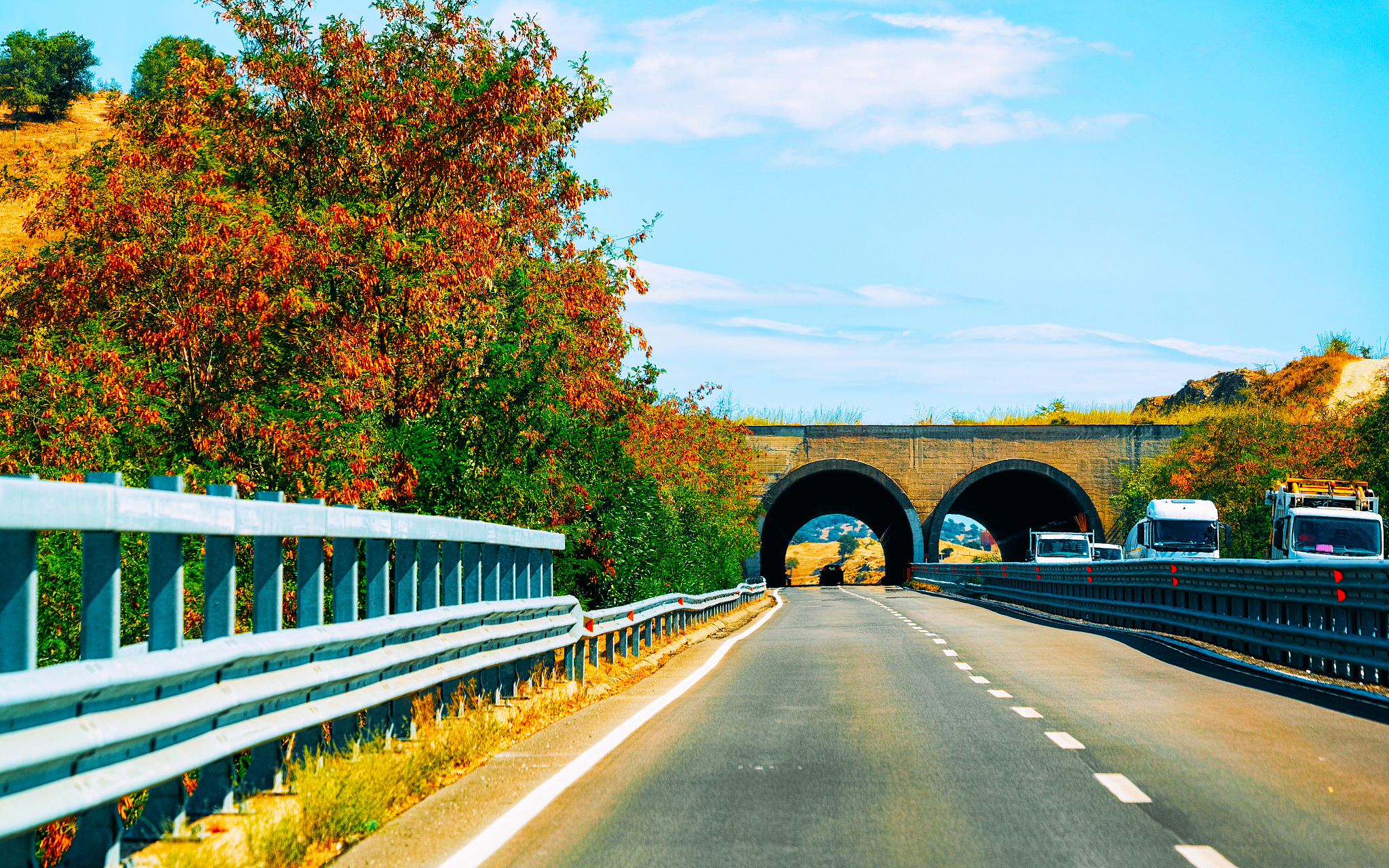 scenery with road and bridge in cagliari in sardinia