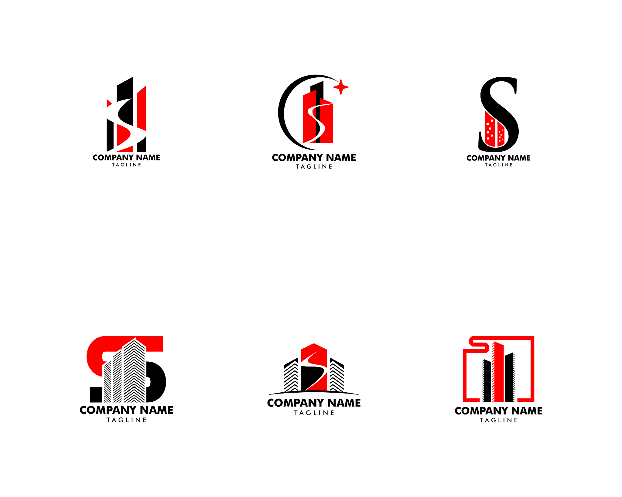set of building with letter s   design