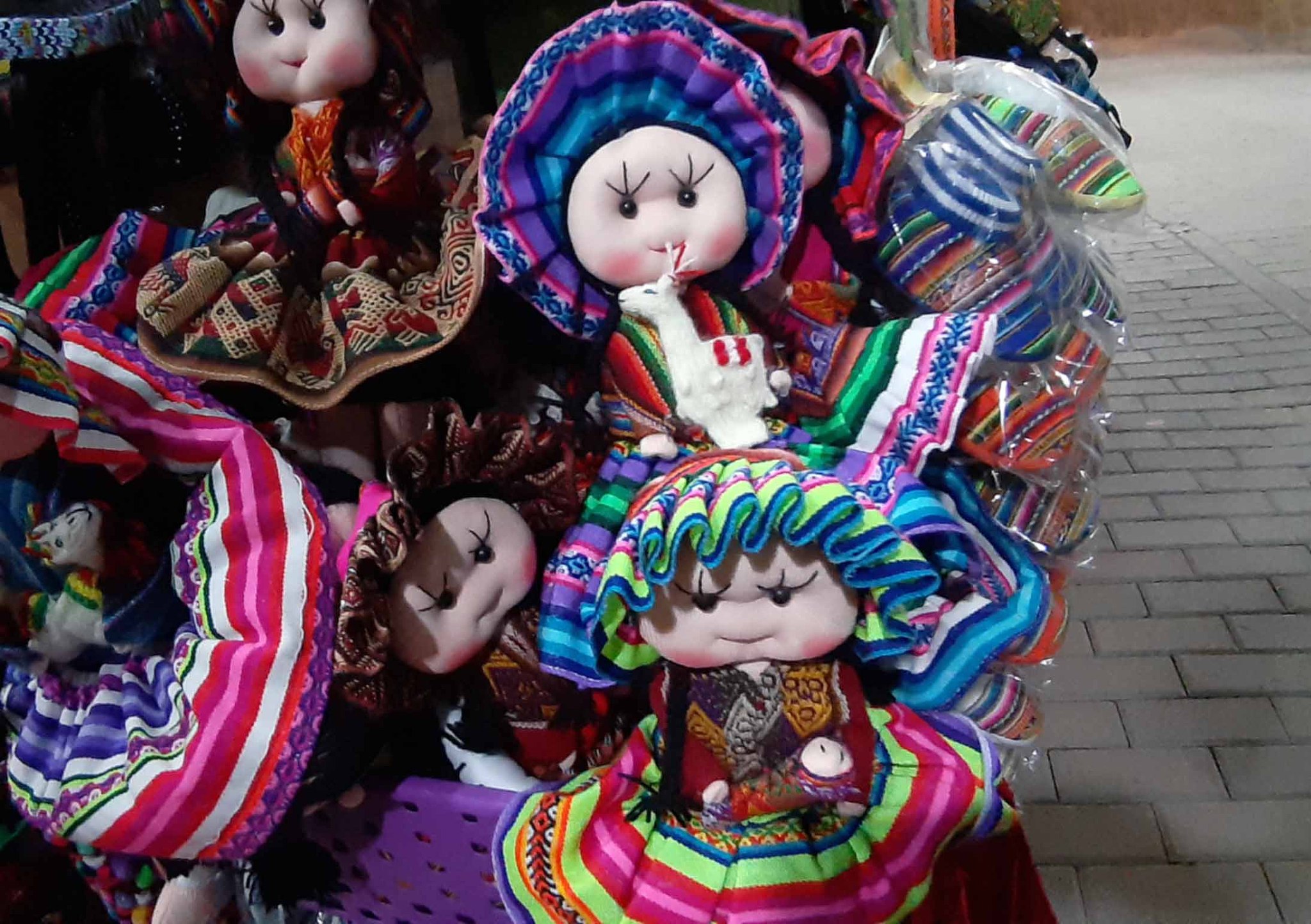 peru traditional doll on display for sale in cusco peru