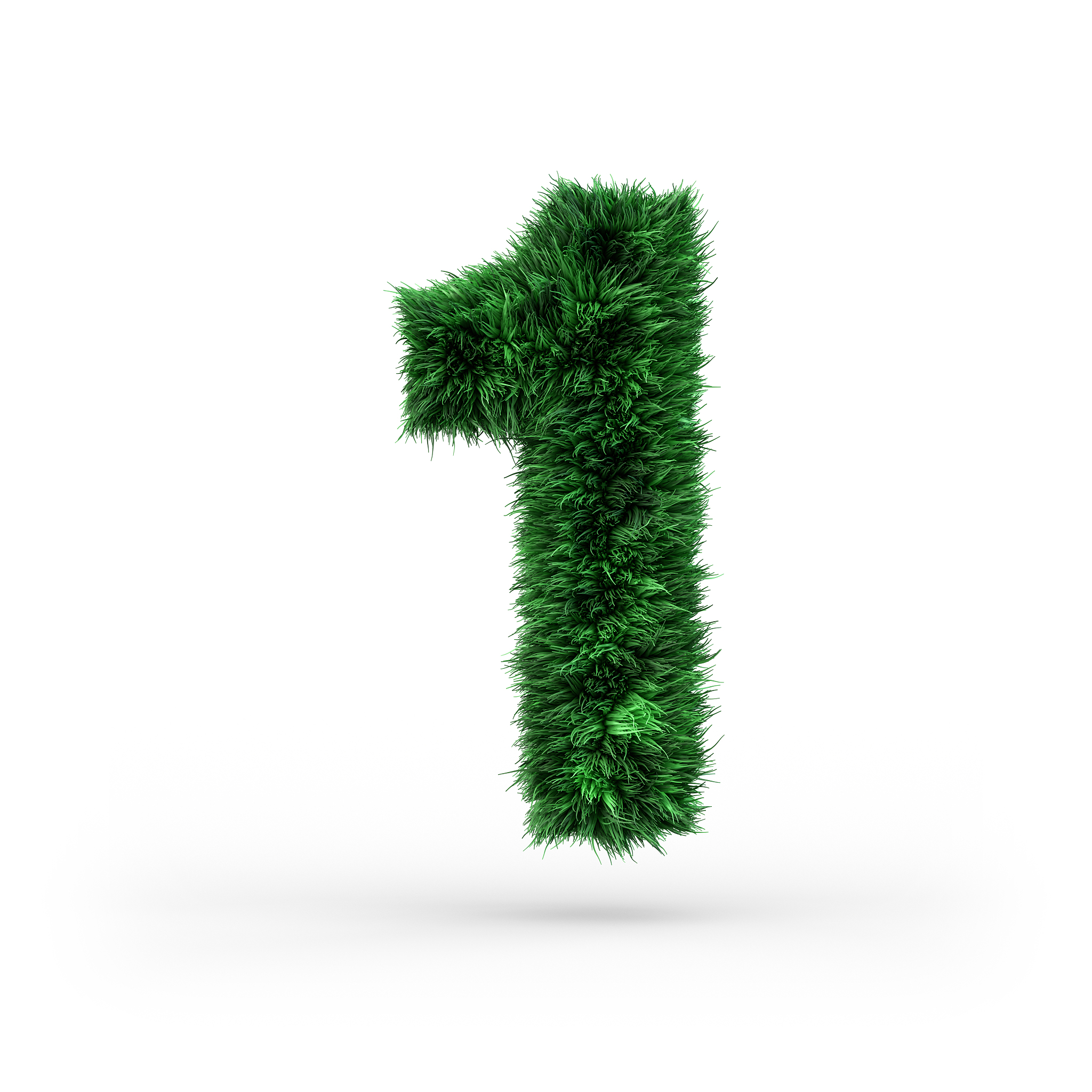 uppercase green and ecology font. digit one. 3d