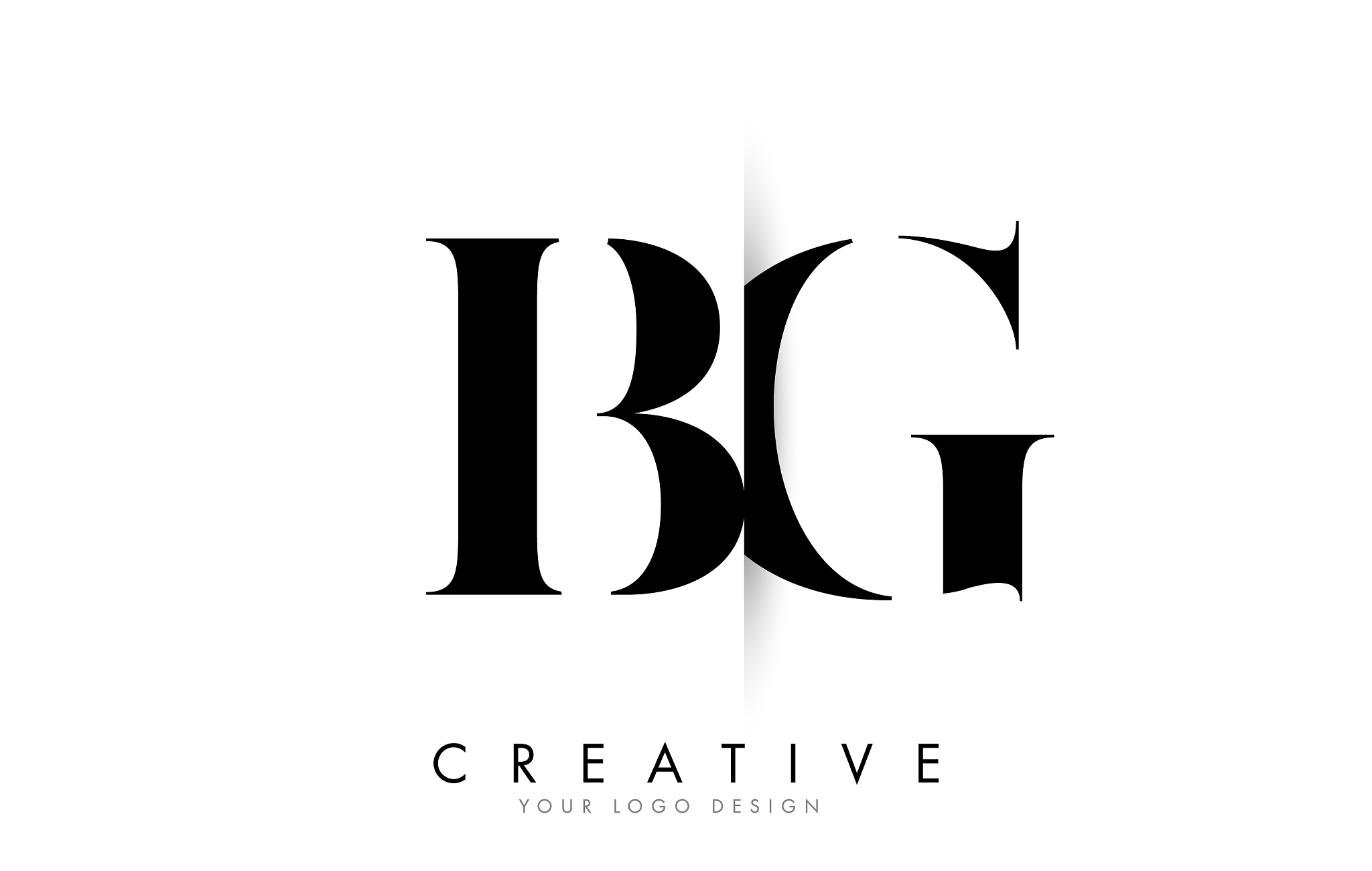 bg b g letter logo with creative shadow cut design