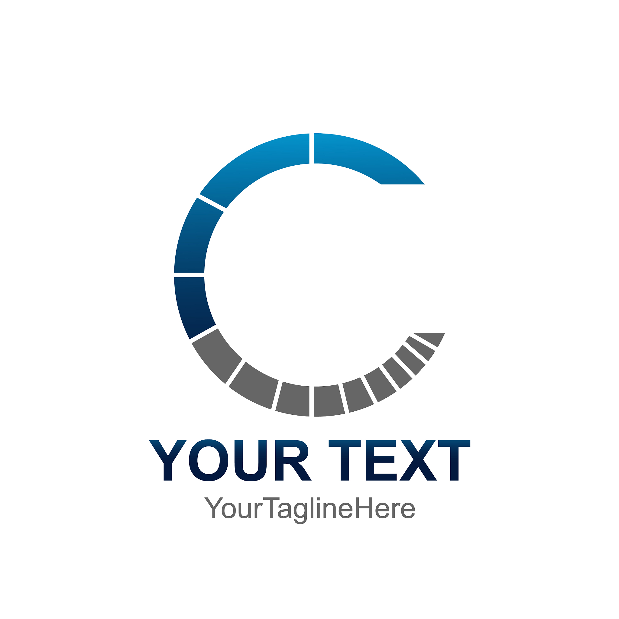 initial letter c logo template colored blue grey