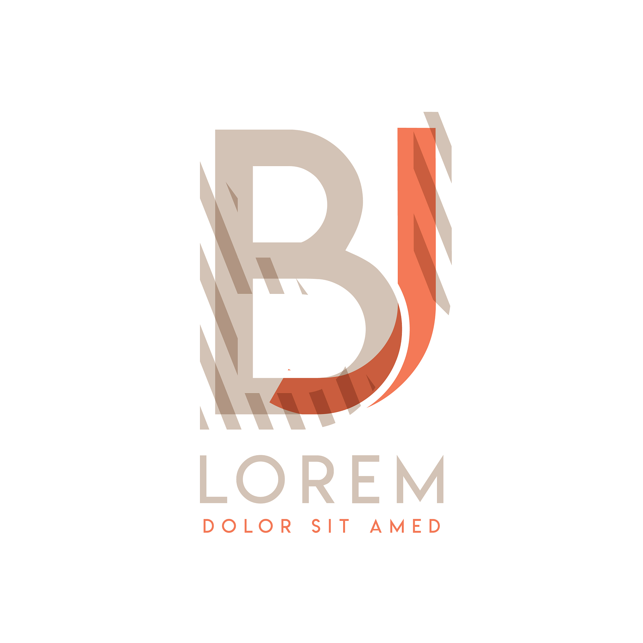 colorful logo design with pink orange and gray