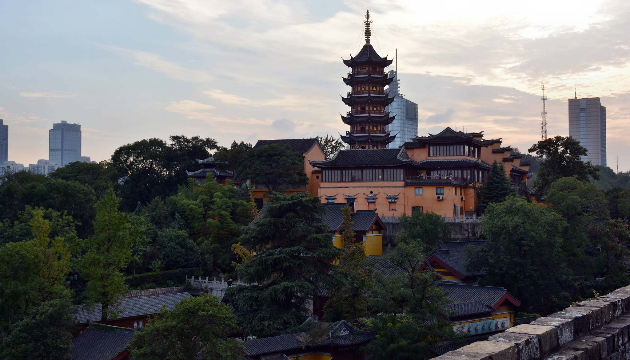 view of pagoda in asian city