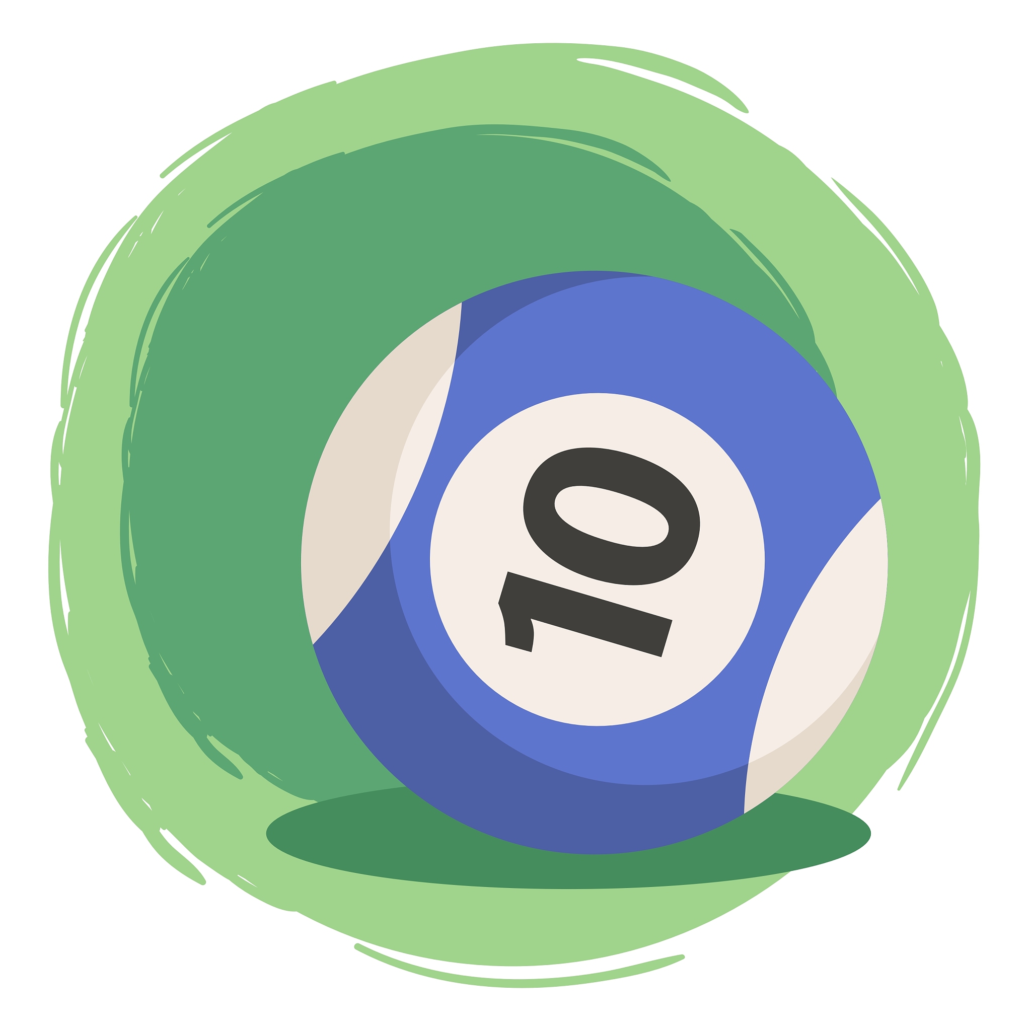 billiard ball number 10 striped blue