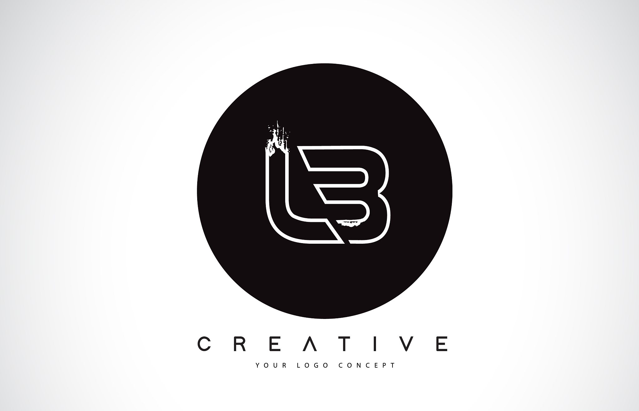 lb modern leter logo design with black and white