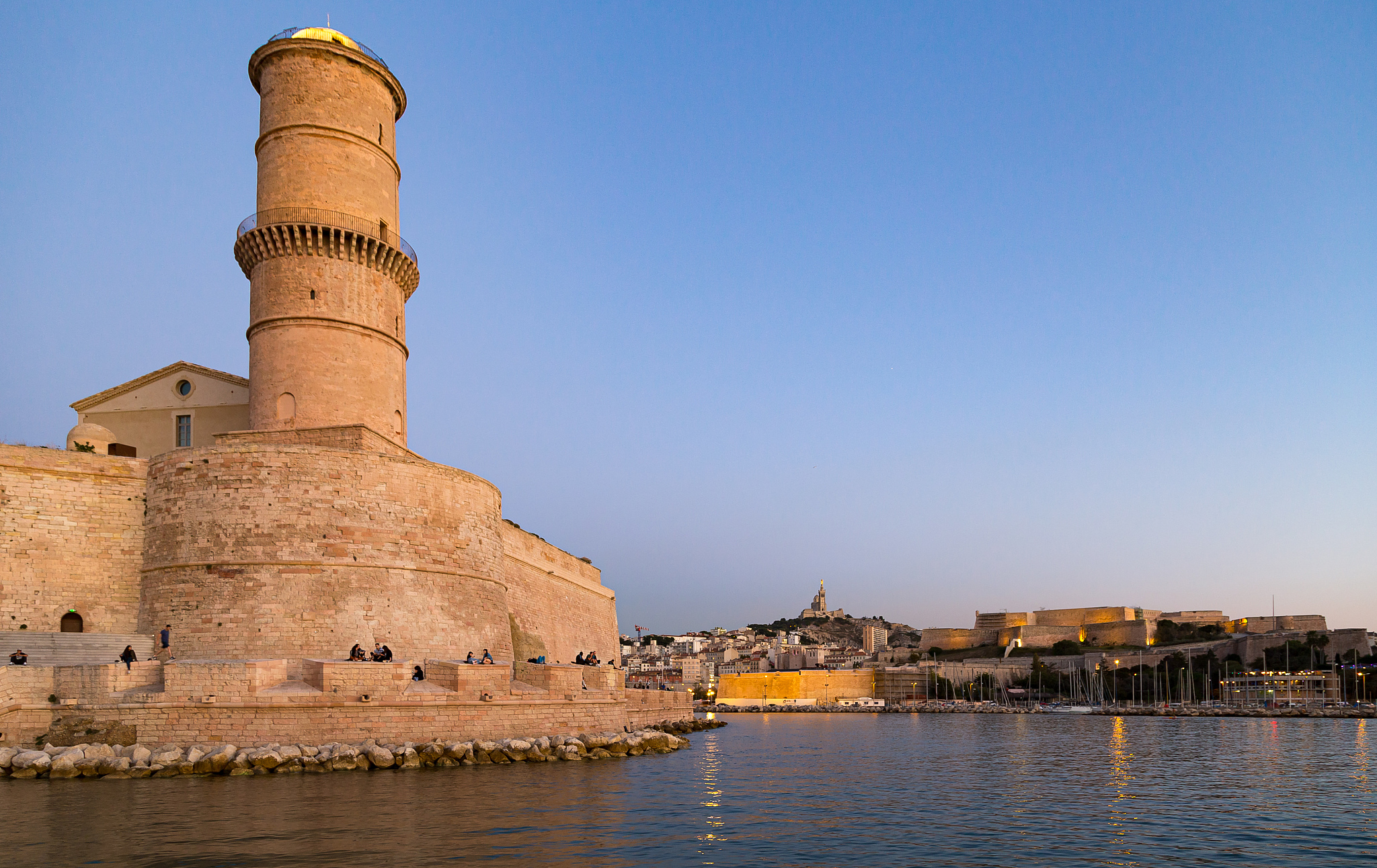 fort saint-jean, tour du fanal & entry to vieux-port, marseille,