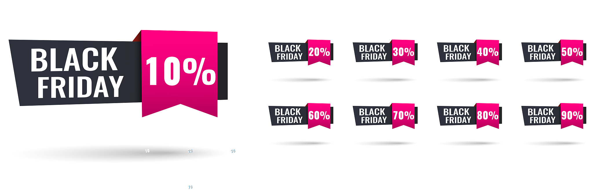 sale tags set vector badges template, 10 off, 20 , 90, 80, 30, 4