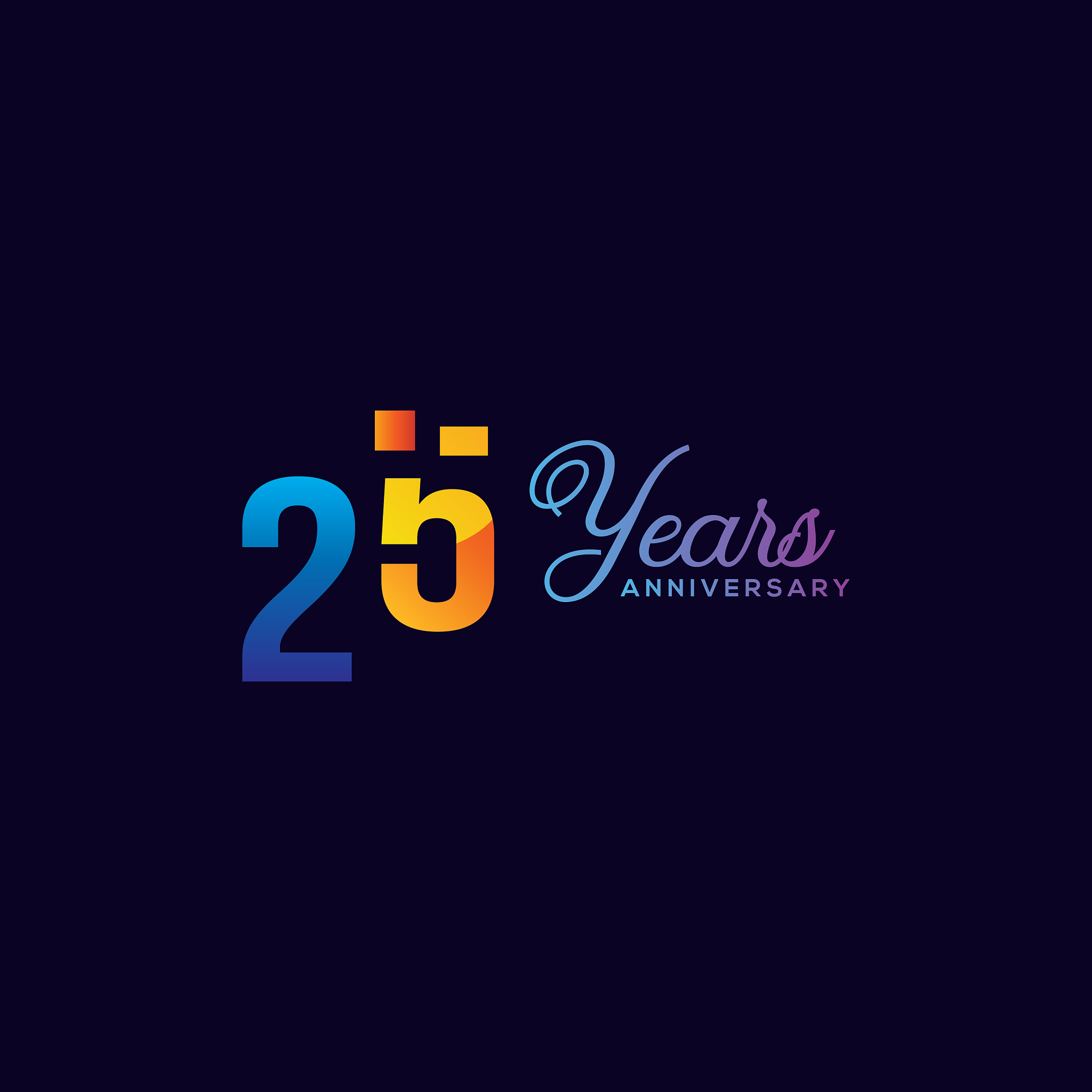 25 anniversary numbers gradient design