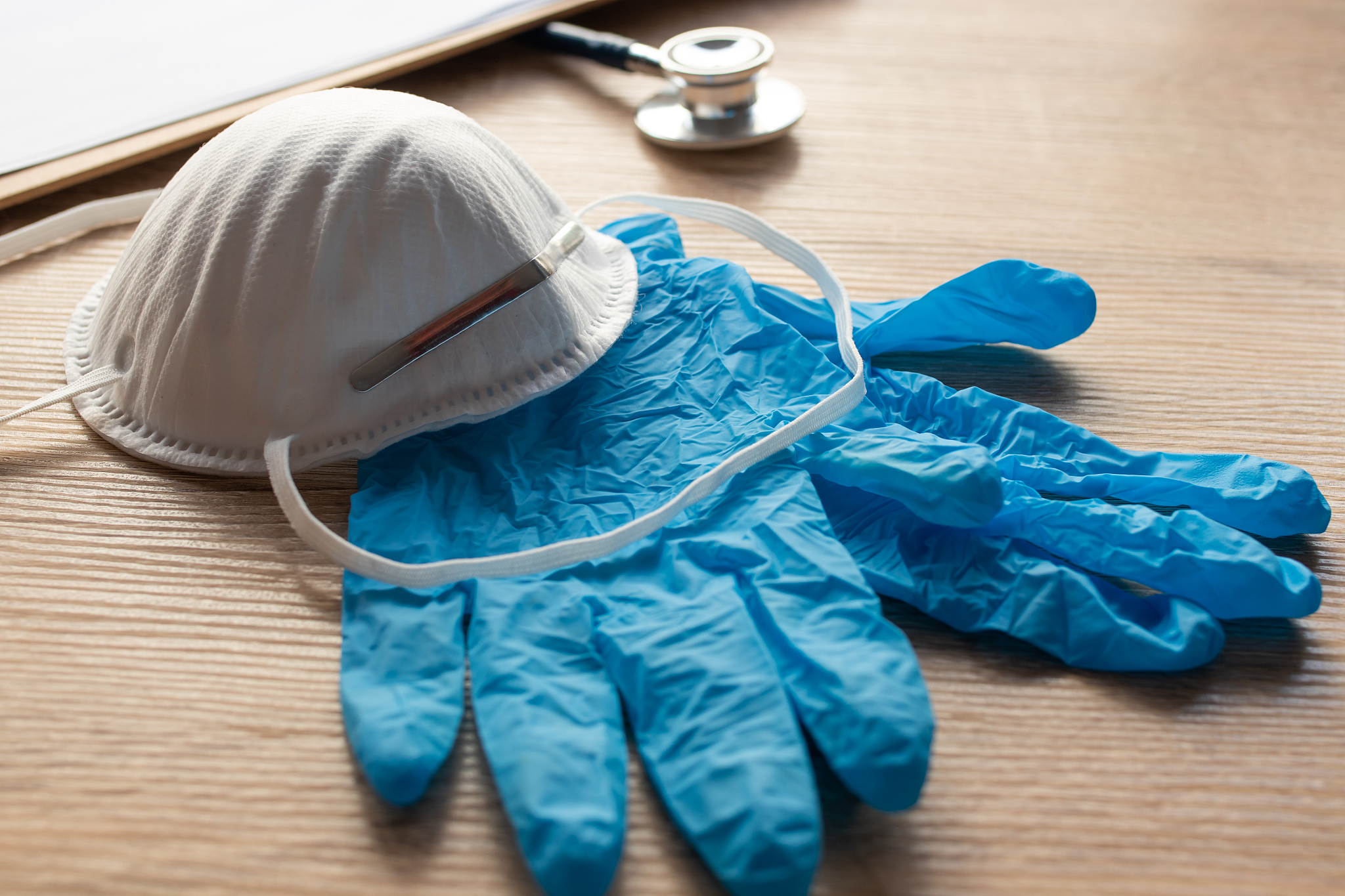 sanitary protection material, gloves and mask