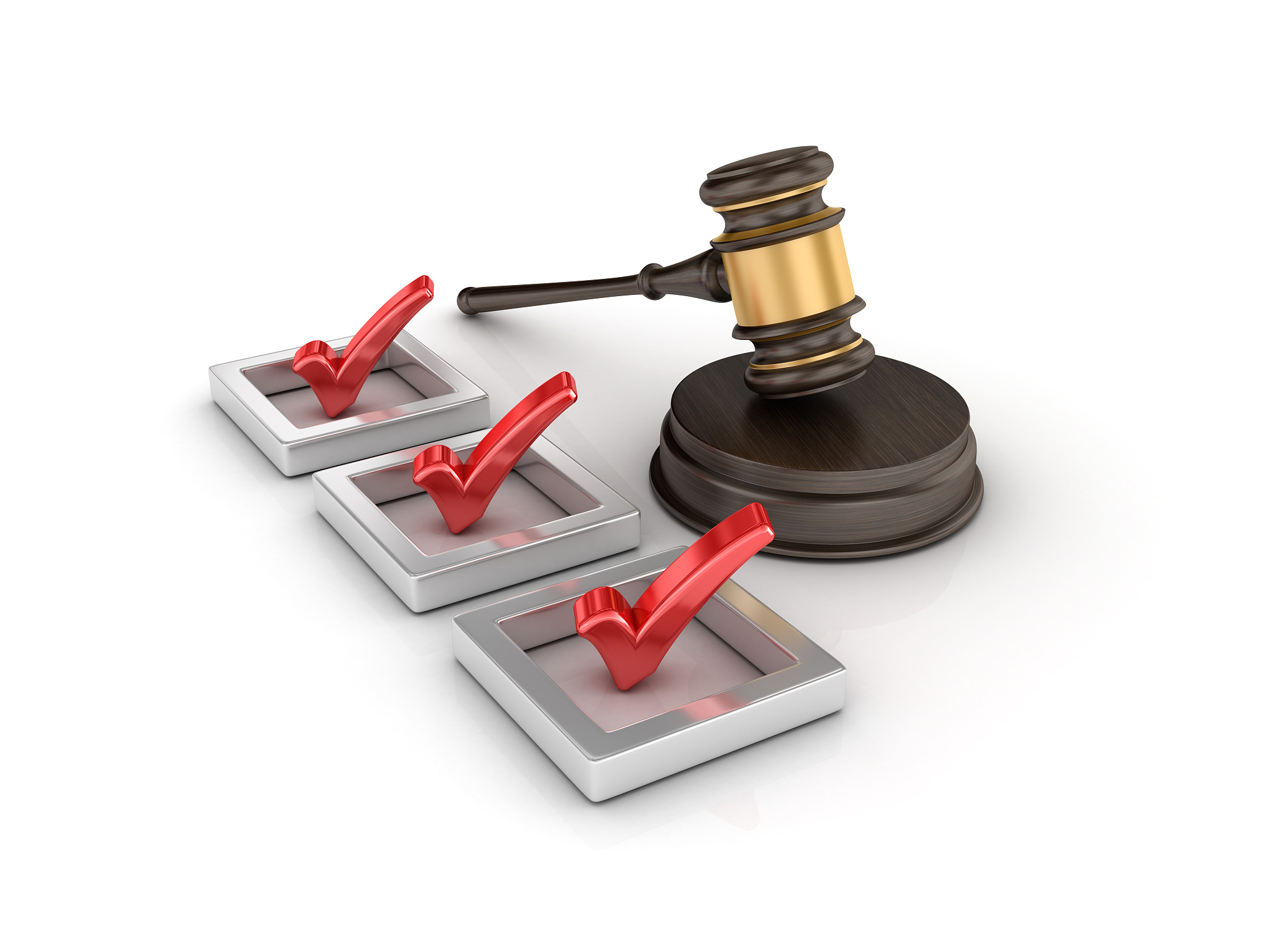 3d check list with gavel - 3d rendering