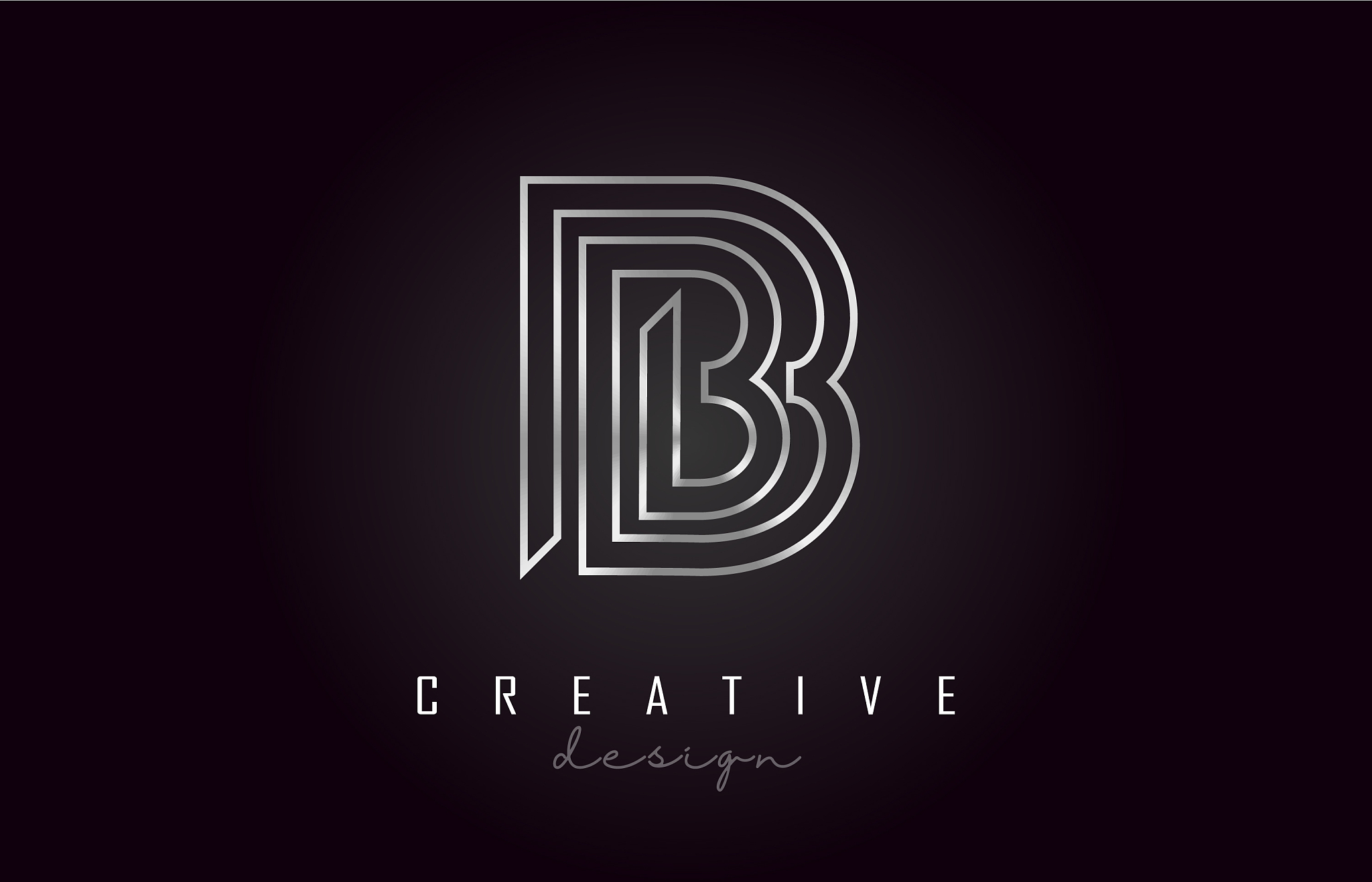 b silver letter logo monogram design creative b