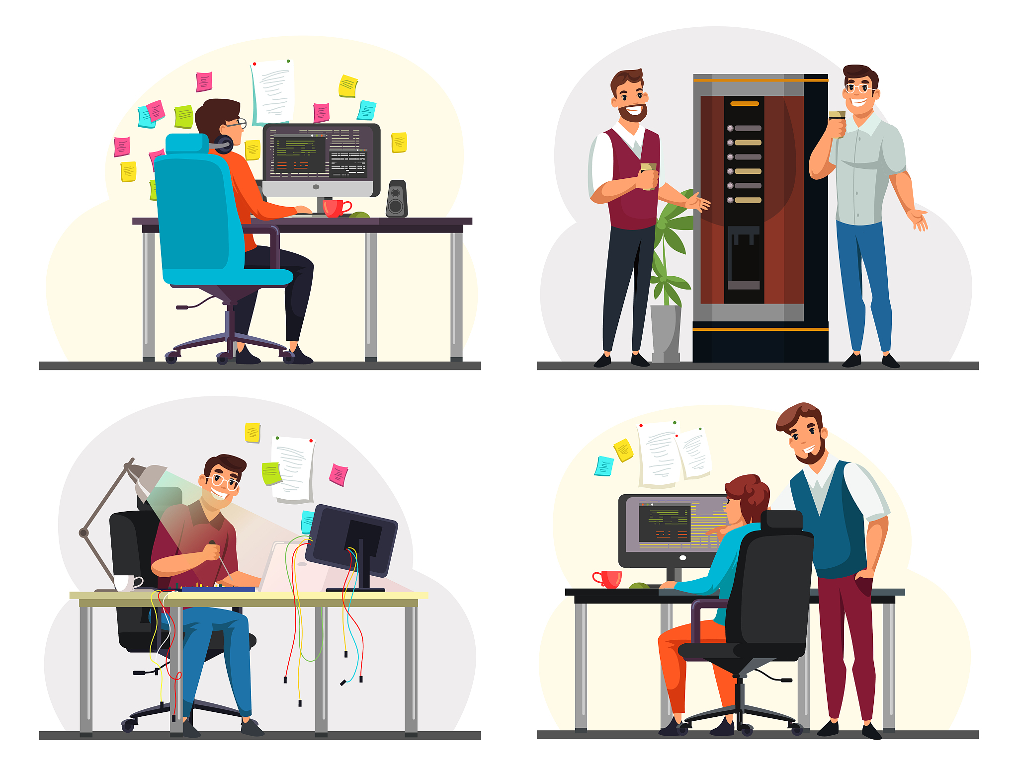 programmer working in office people scene set