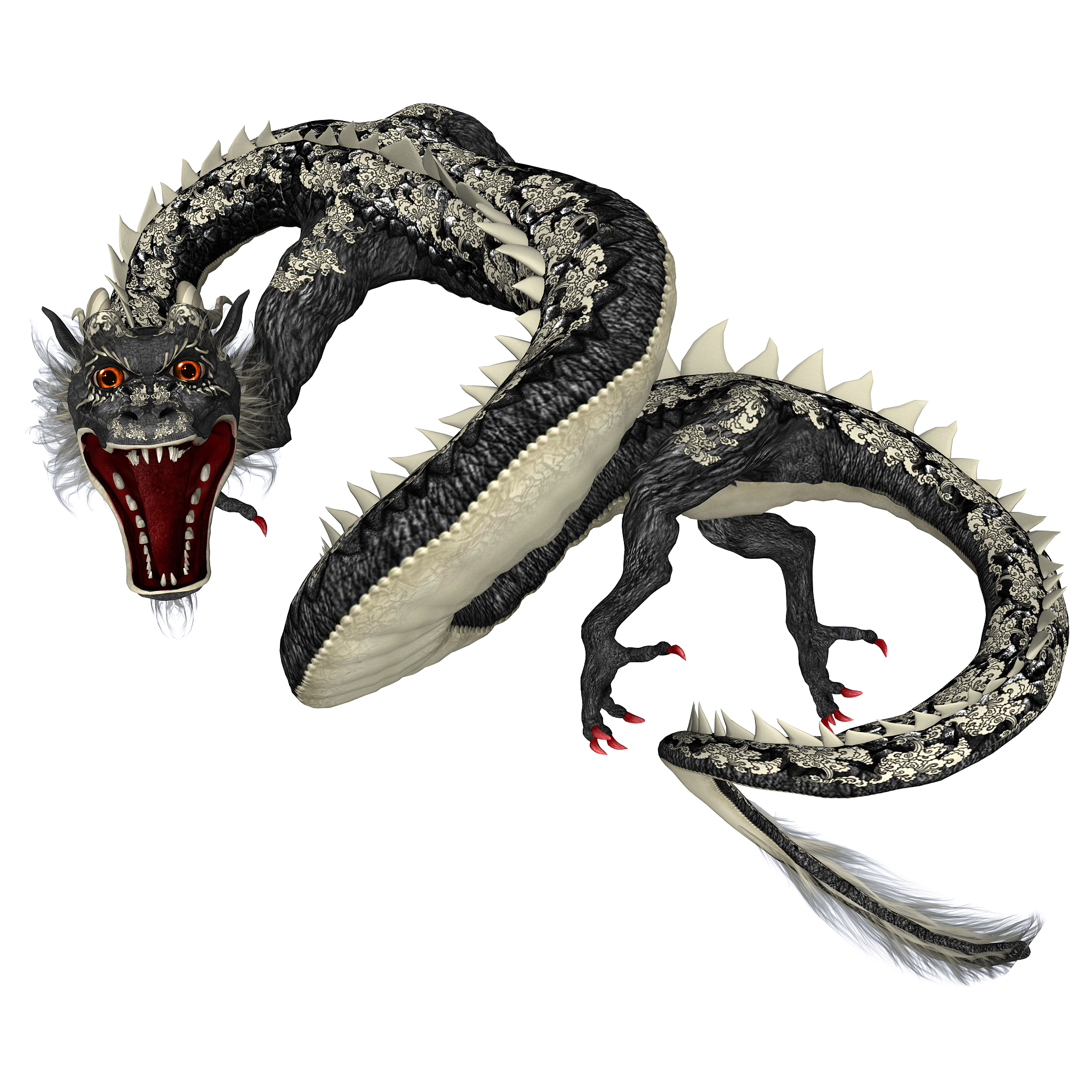 3d rendering eastern dragon on white