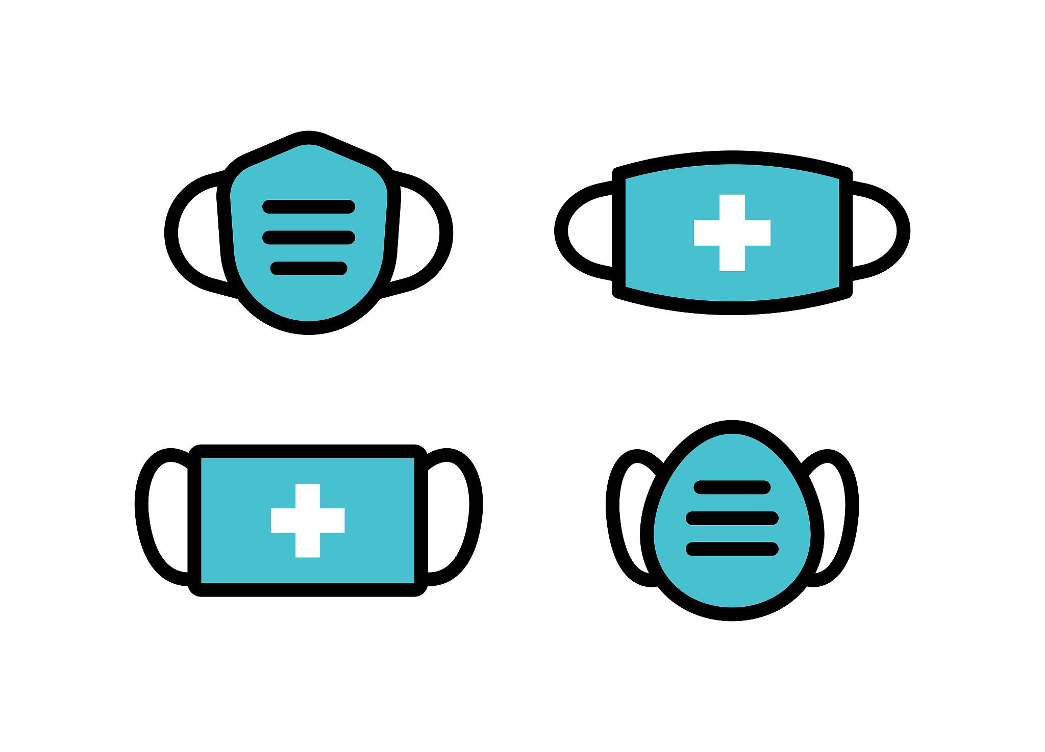 medical mask vector icon collection.