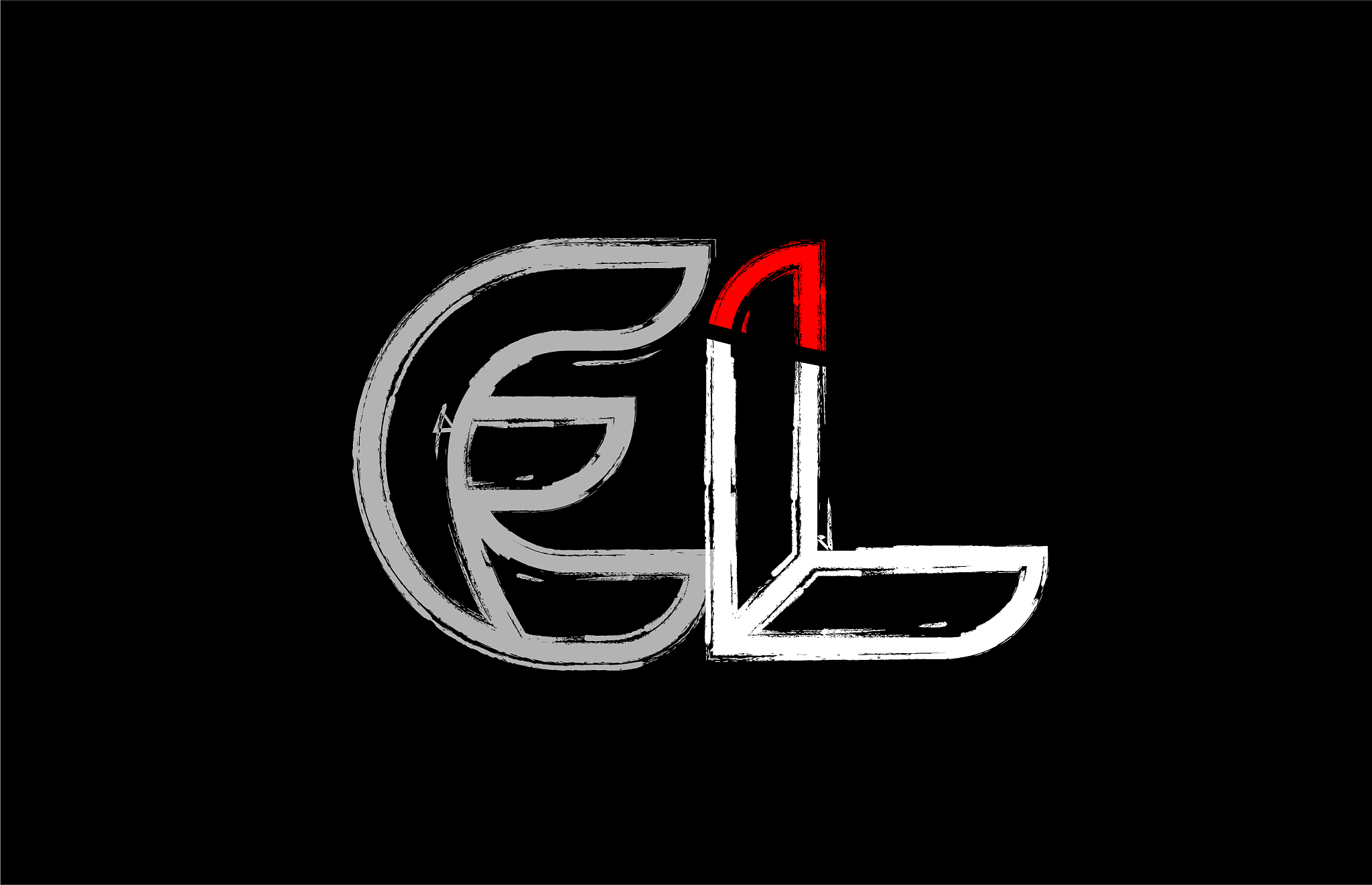 grunge white red black alphabet letter el e l