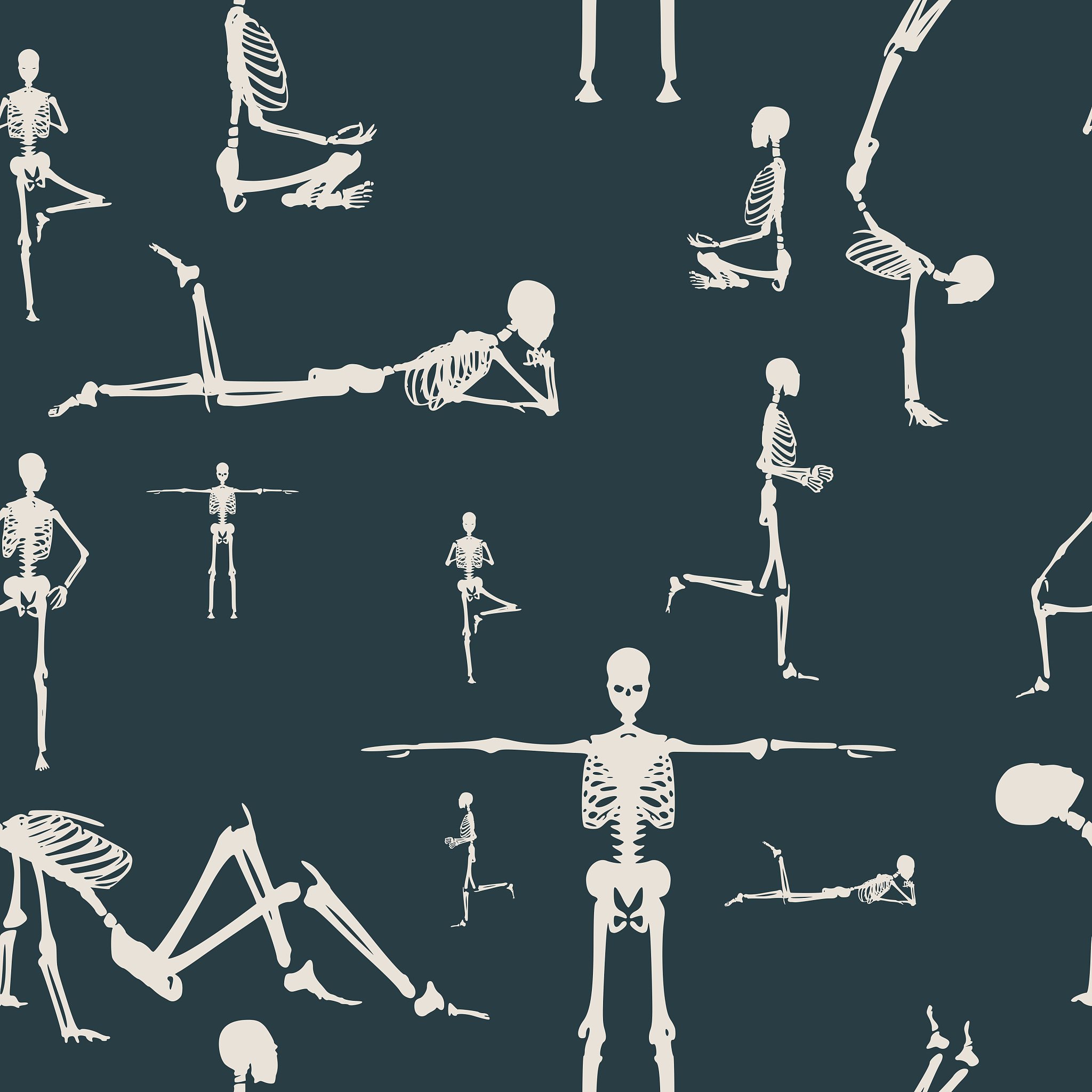 halloween human skeleton seamless background