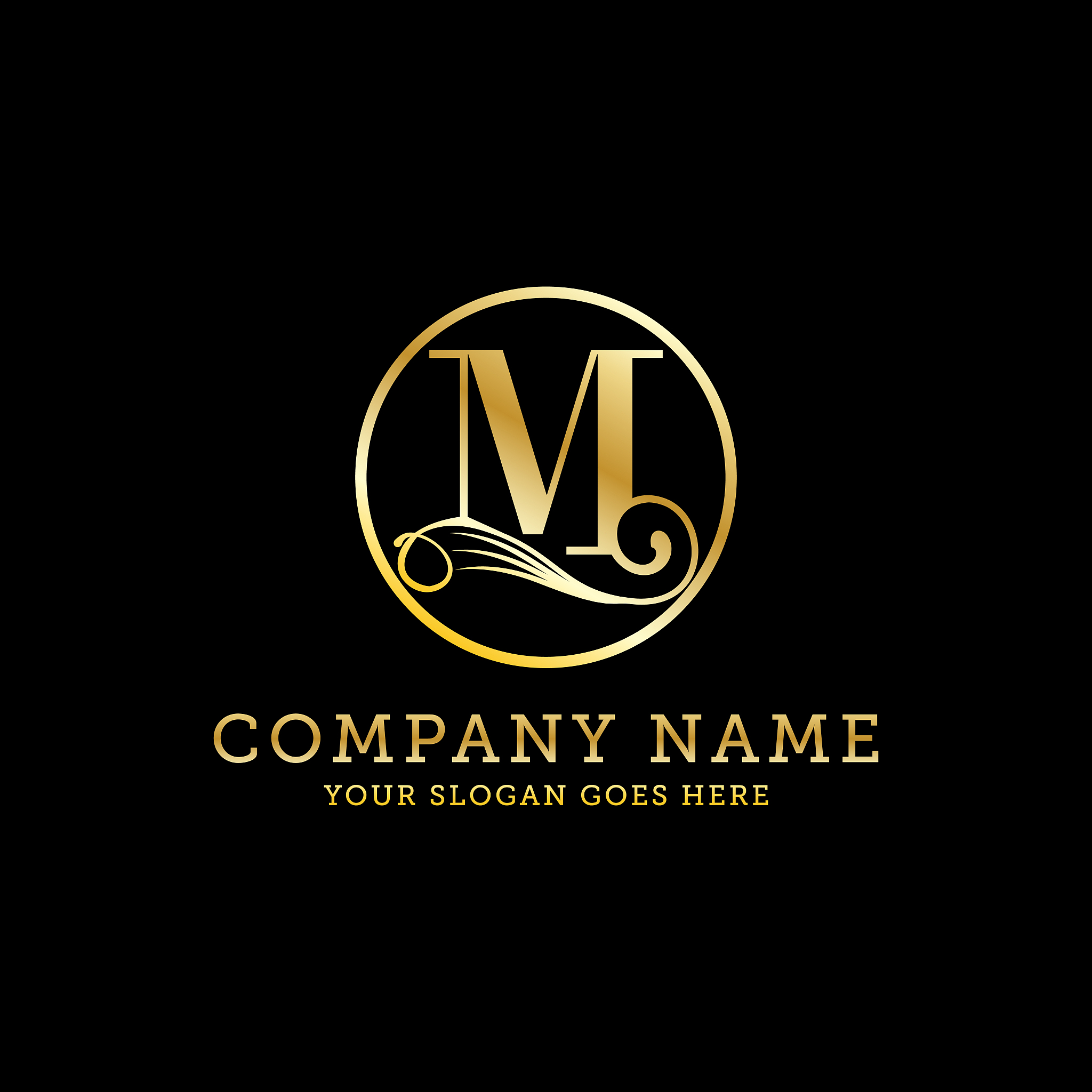 luxury letter m icon vector, m gold icon design, business and fi
