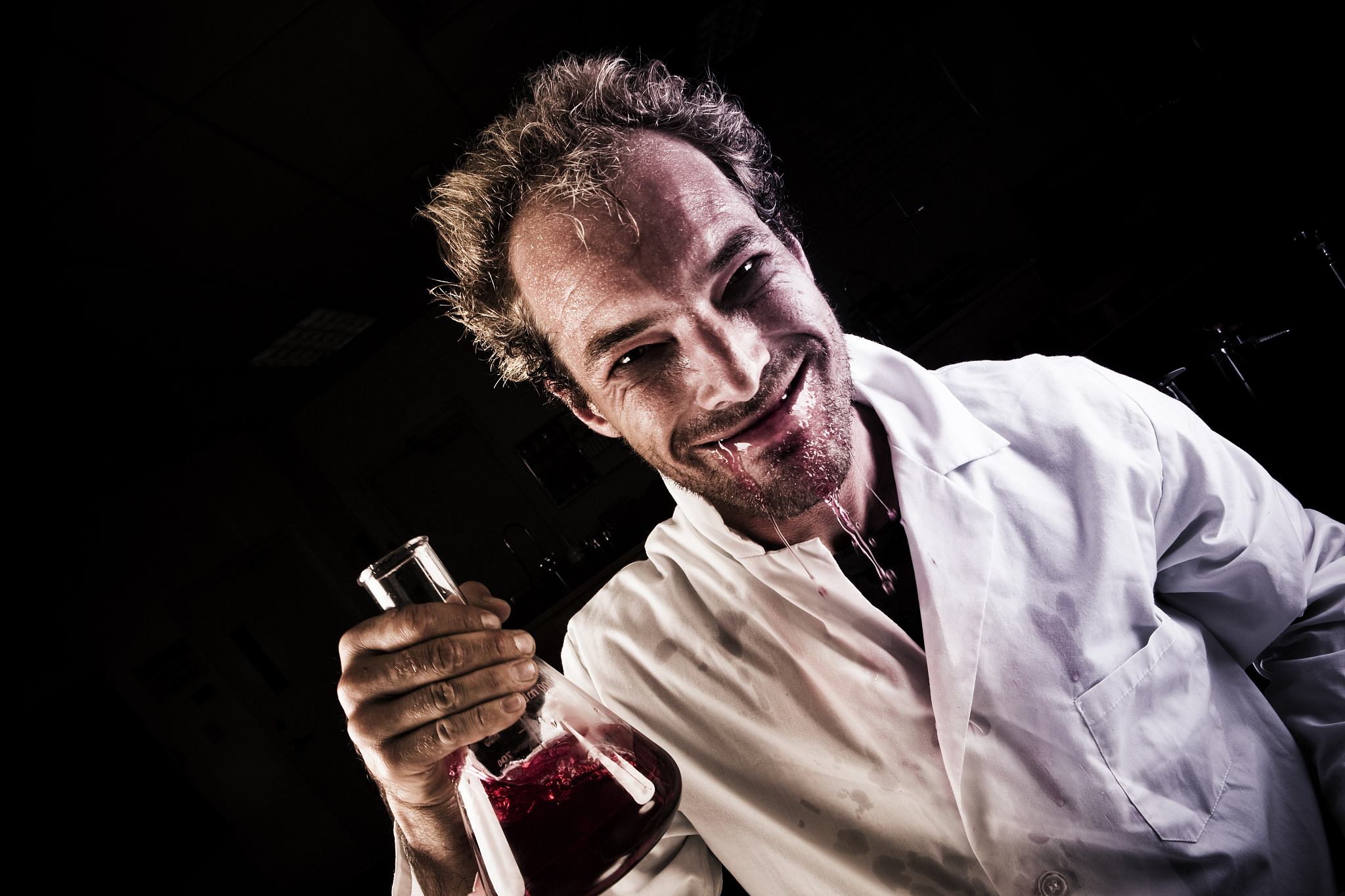 mad scientist drinking potion