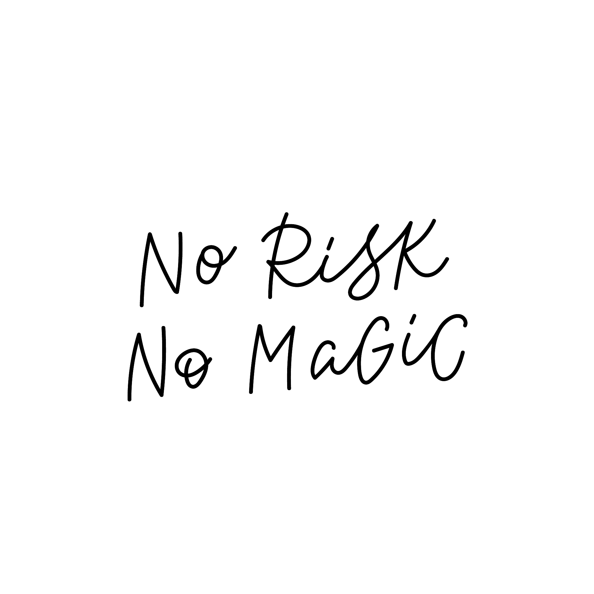 no risk no magic calligraphy quote lettering