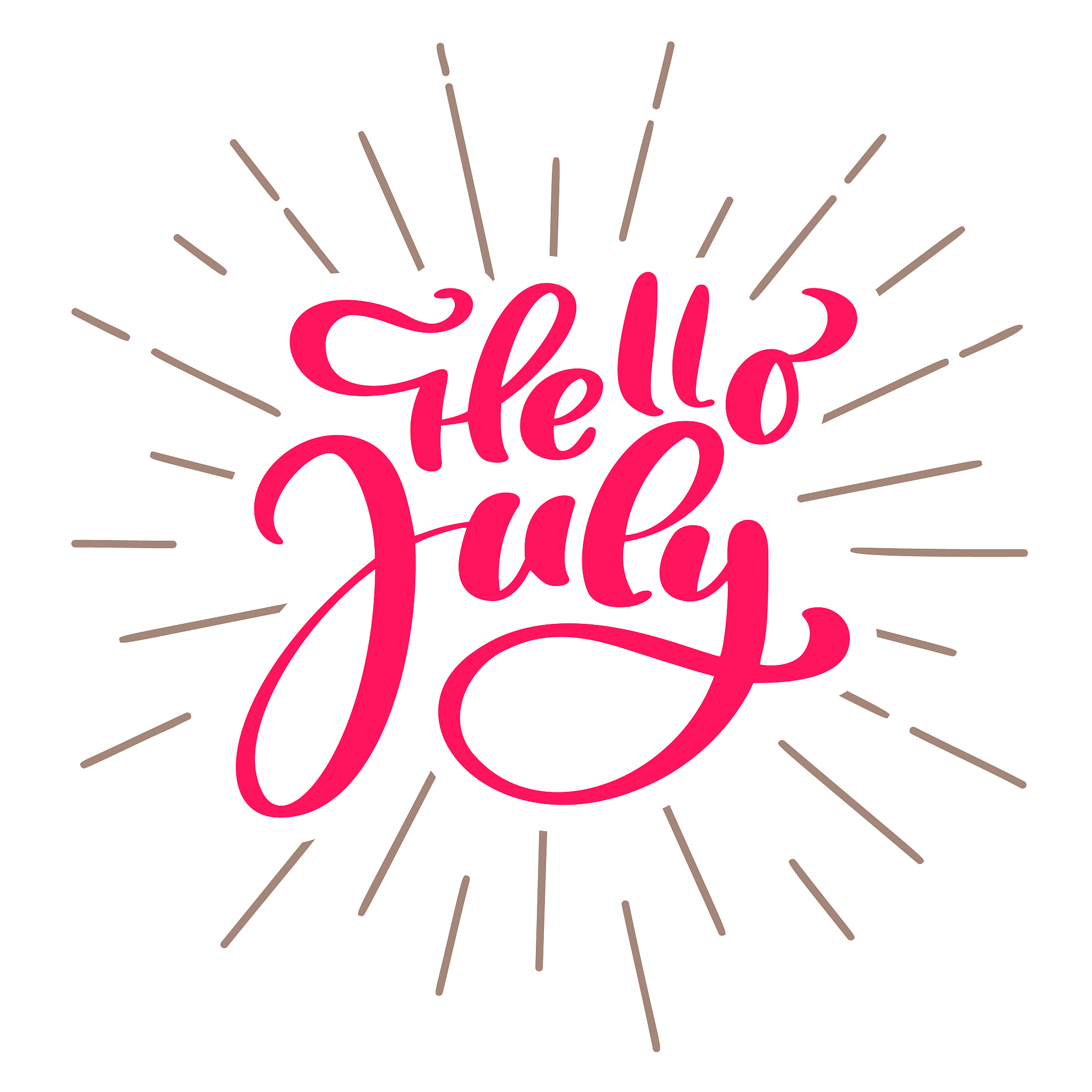 hello july lettering print vector text. summer minimalistic illu