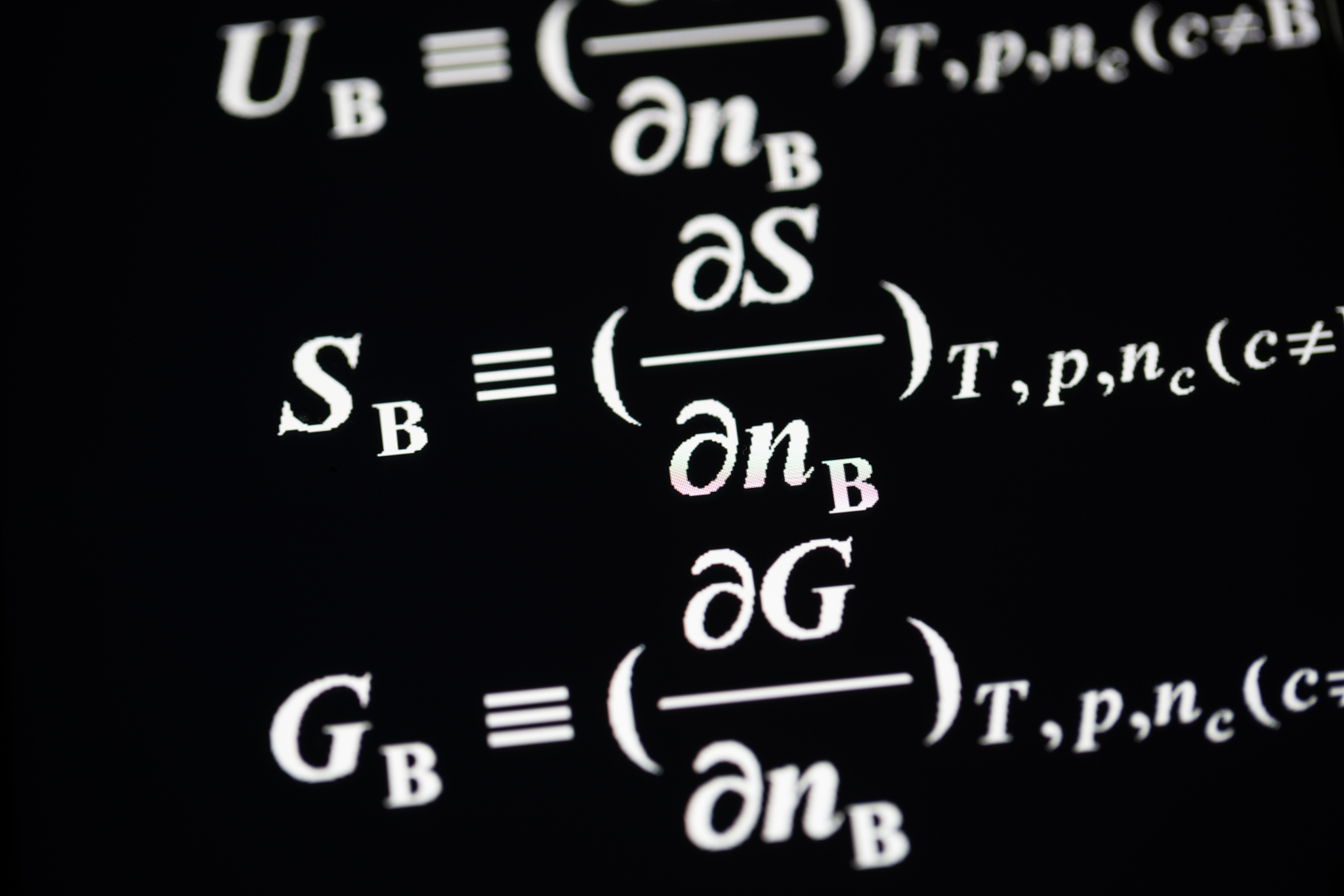 complex physical chemistry formula on screen multi exposure