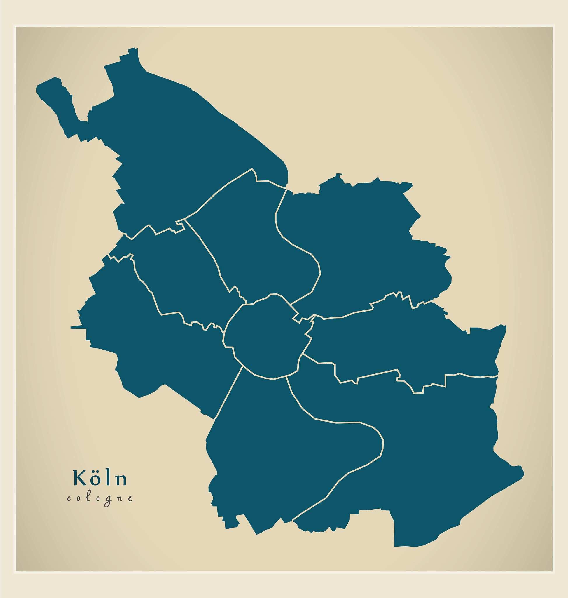 modern map - cologne city of germany de