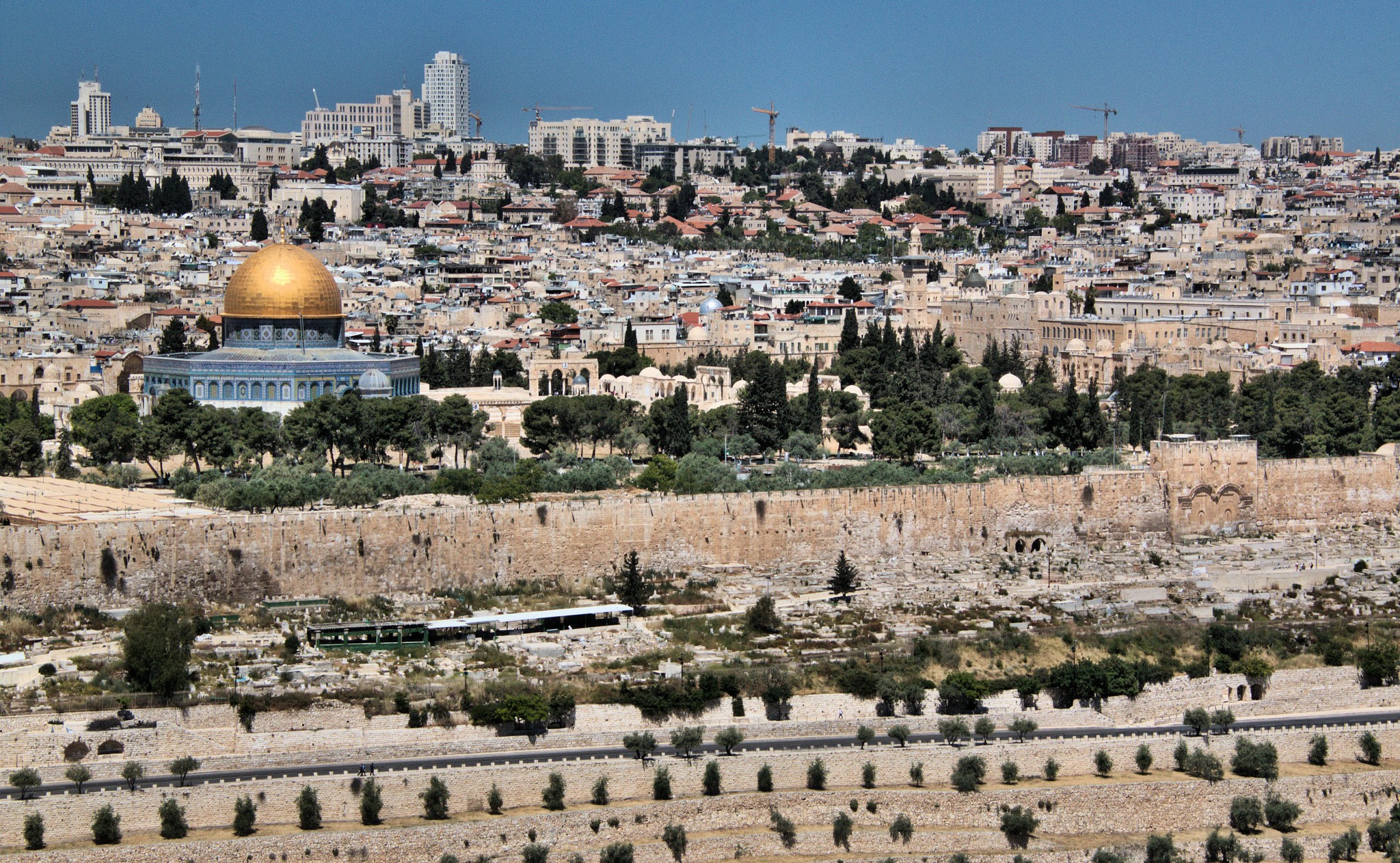 a panoramic view of jerusalem taken from the mount of olives