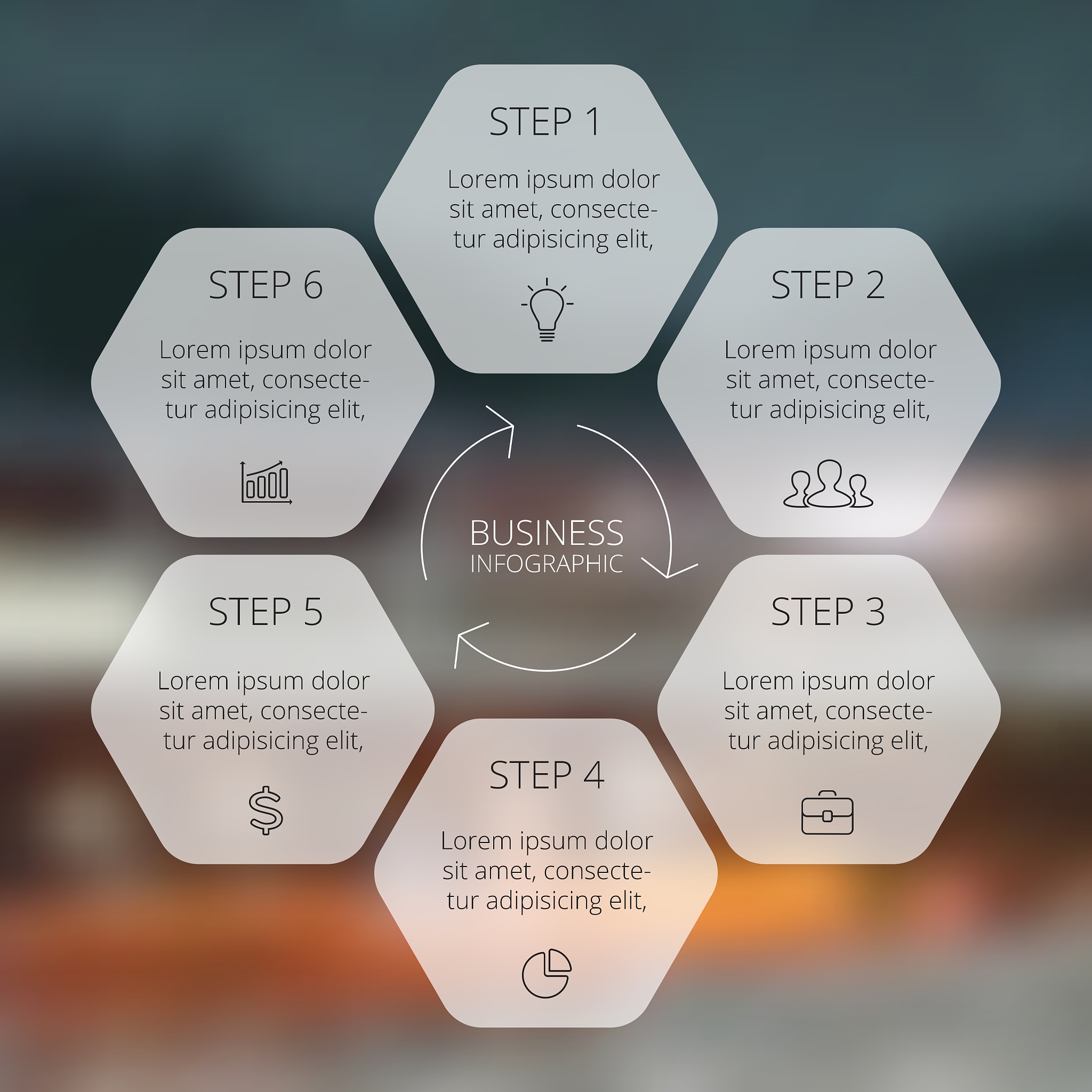 circle arrows infographic hexagon diagram