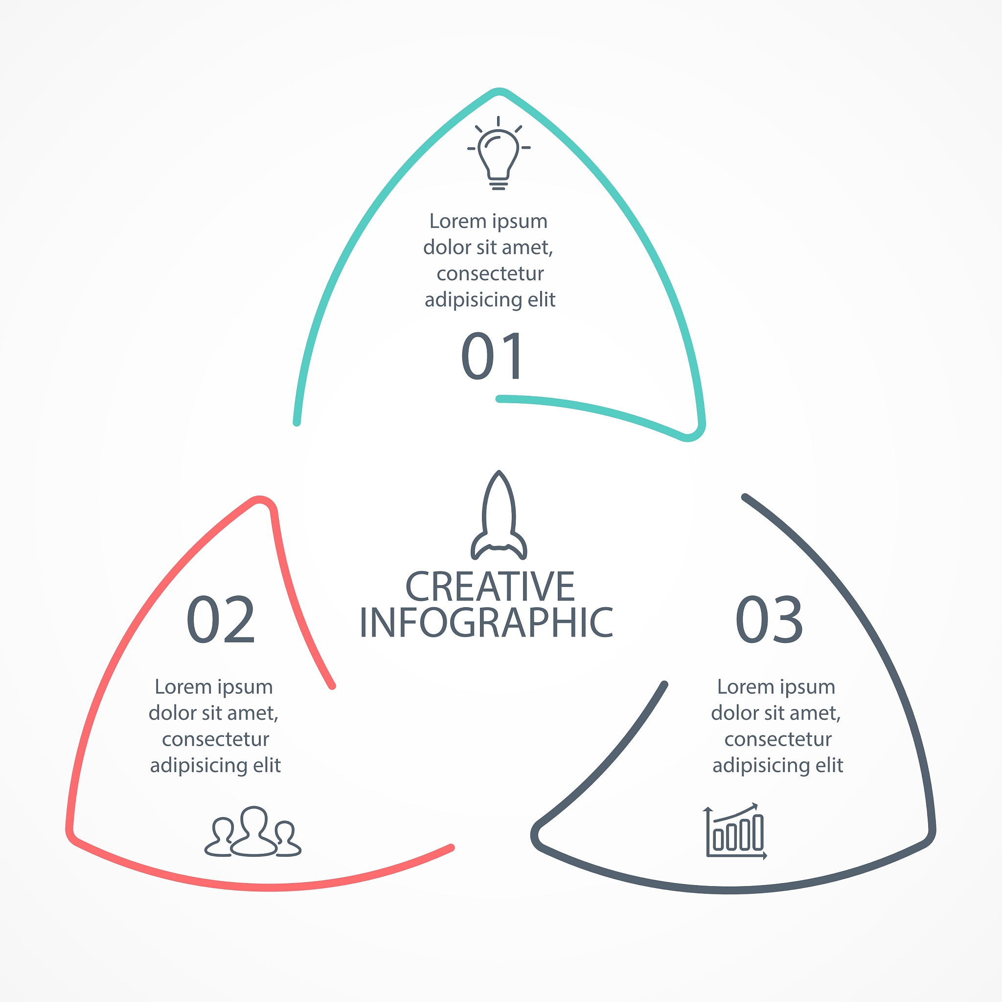 circle arrows linear triangle infographic